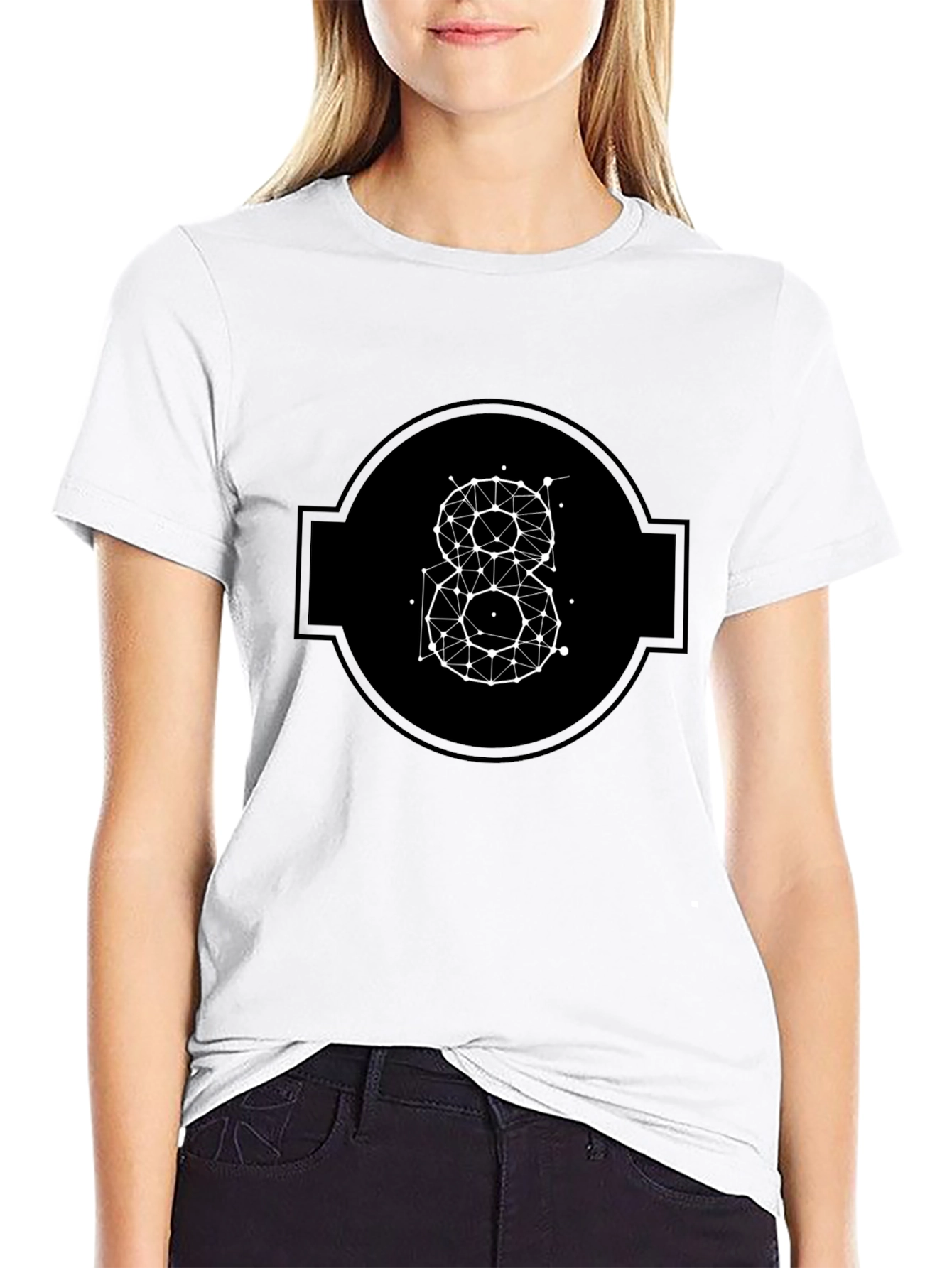 Black Geometric 8 Design T-Shirt view 9