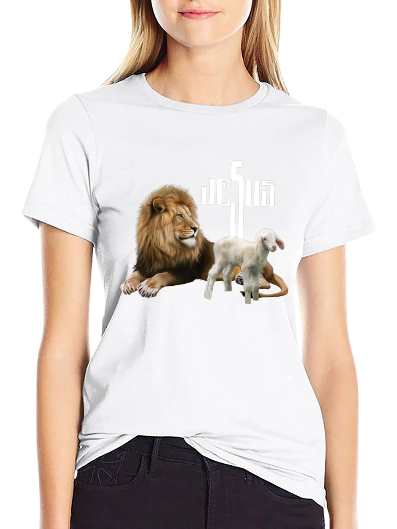 Lion & Lamb Graphic Tee - Religious Christian Apparel - 9