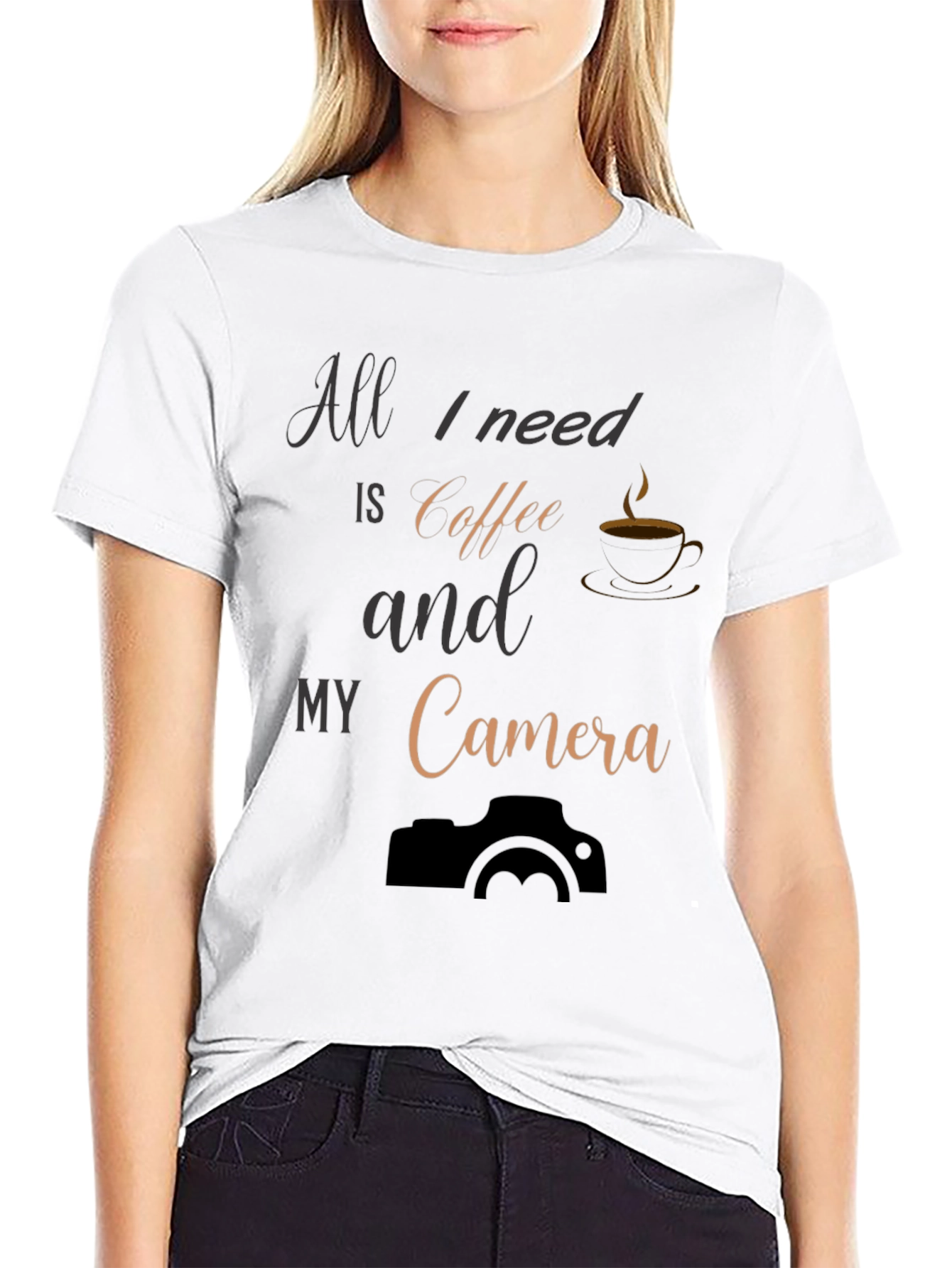 Black Coffee & Camera Black T-Shirt: Photography Lover Apparel view 9