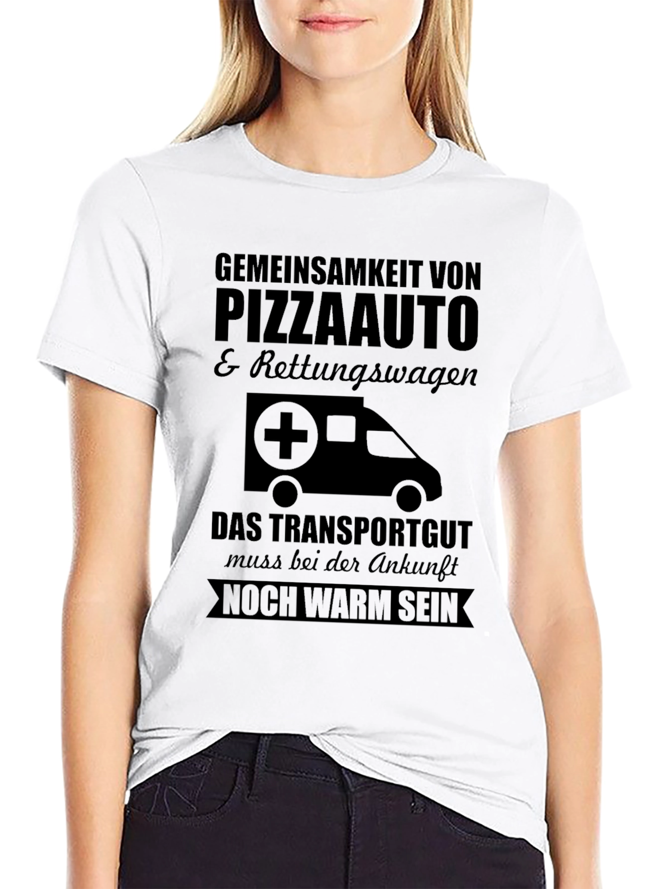 Black Pizza Ambulance T-Shirt - Must Arrive Warm view 9