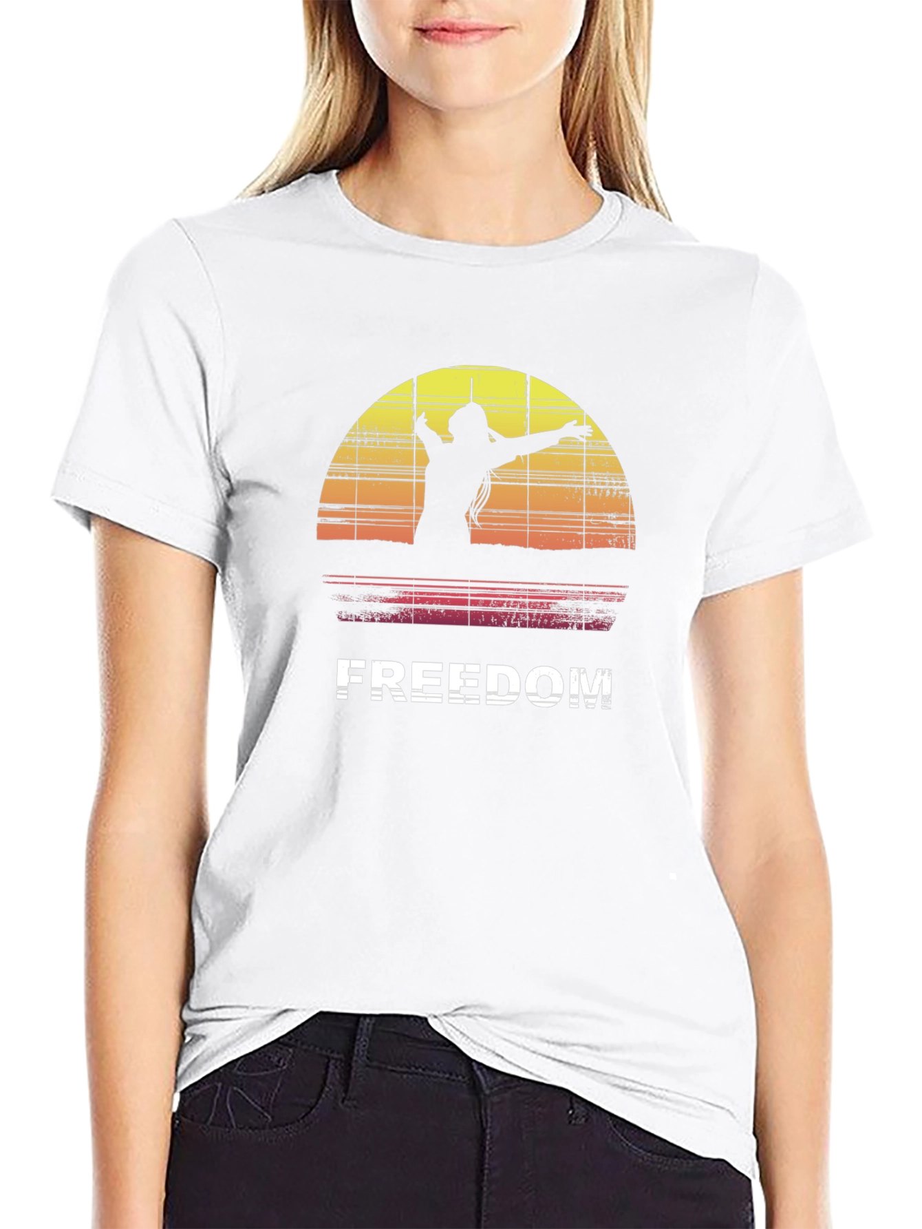 Black Freedom Graphic Tee - Sunset Silhouette Shirt view 9
