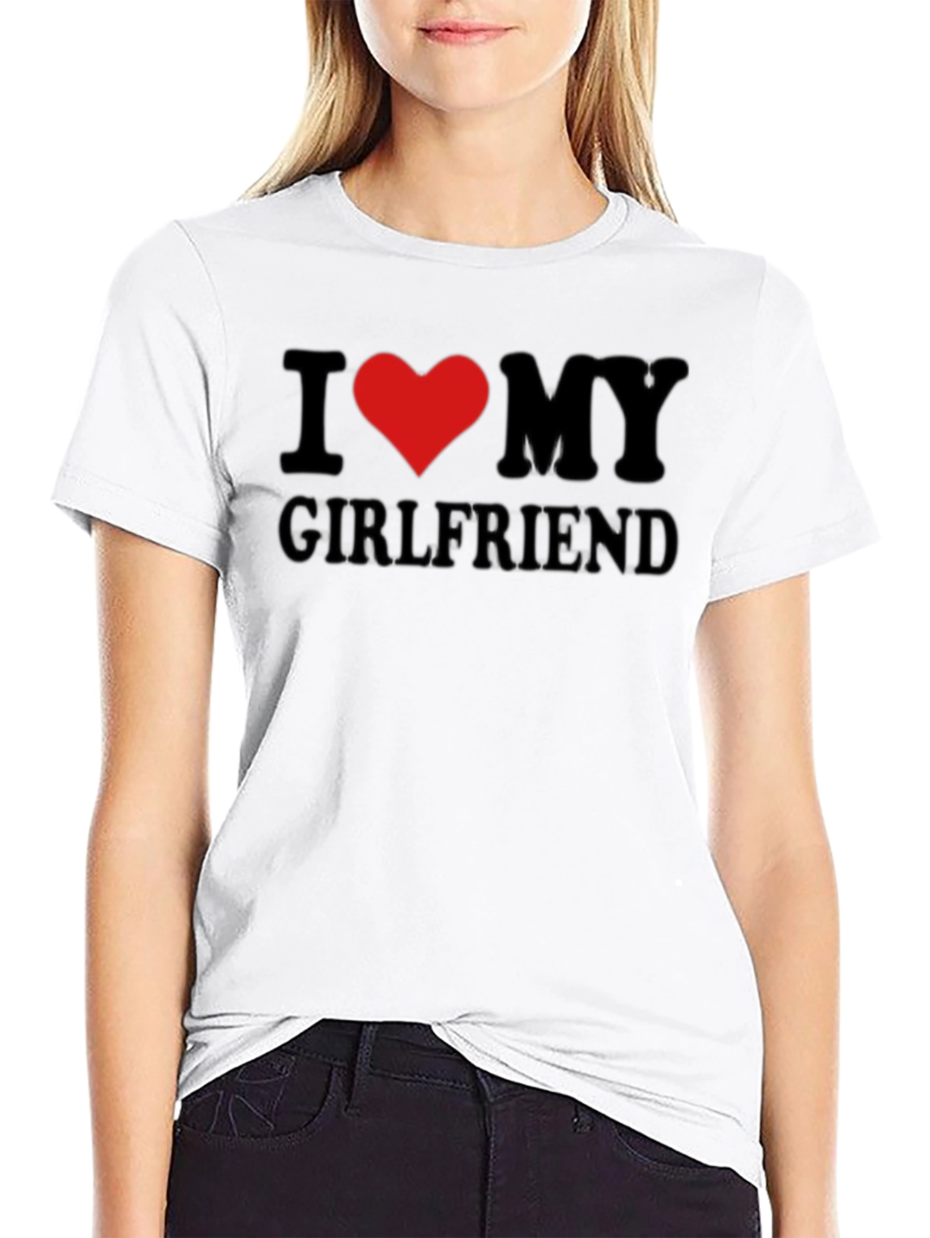 Black I Heart My Girlfriend T-Shirt - Black Crew Neck Tee view 9