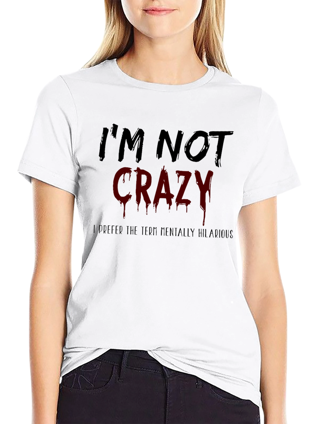 Black Funny I'm Not Crazy Graphic Men's T-Shirt view 9