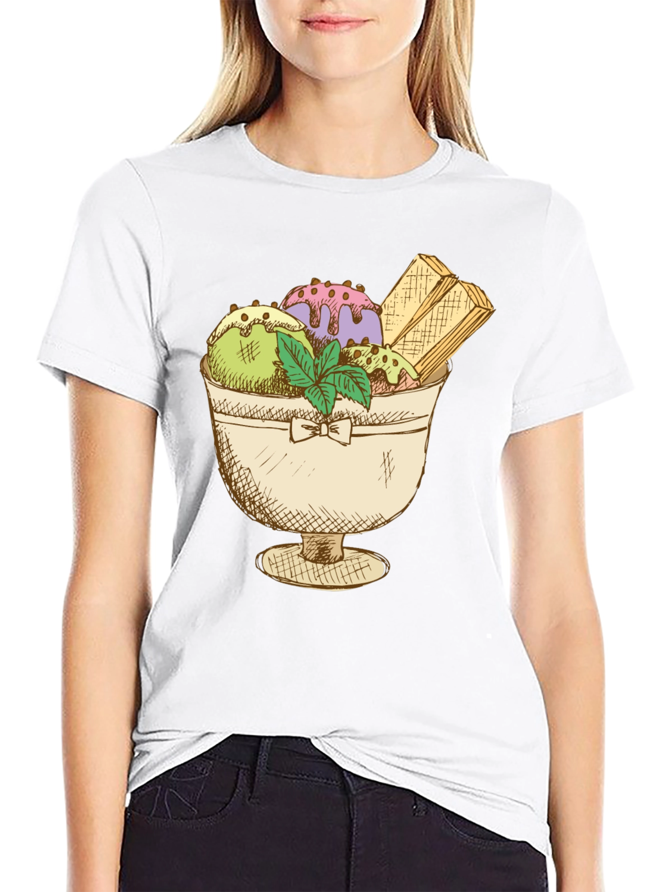 Black Ice Cream Sundae Graphic Tee view 9