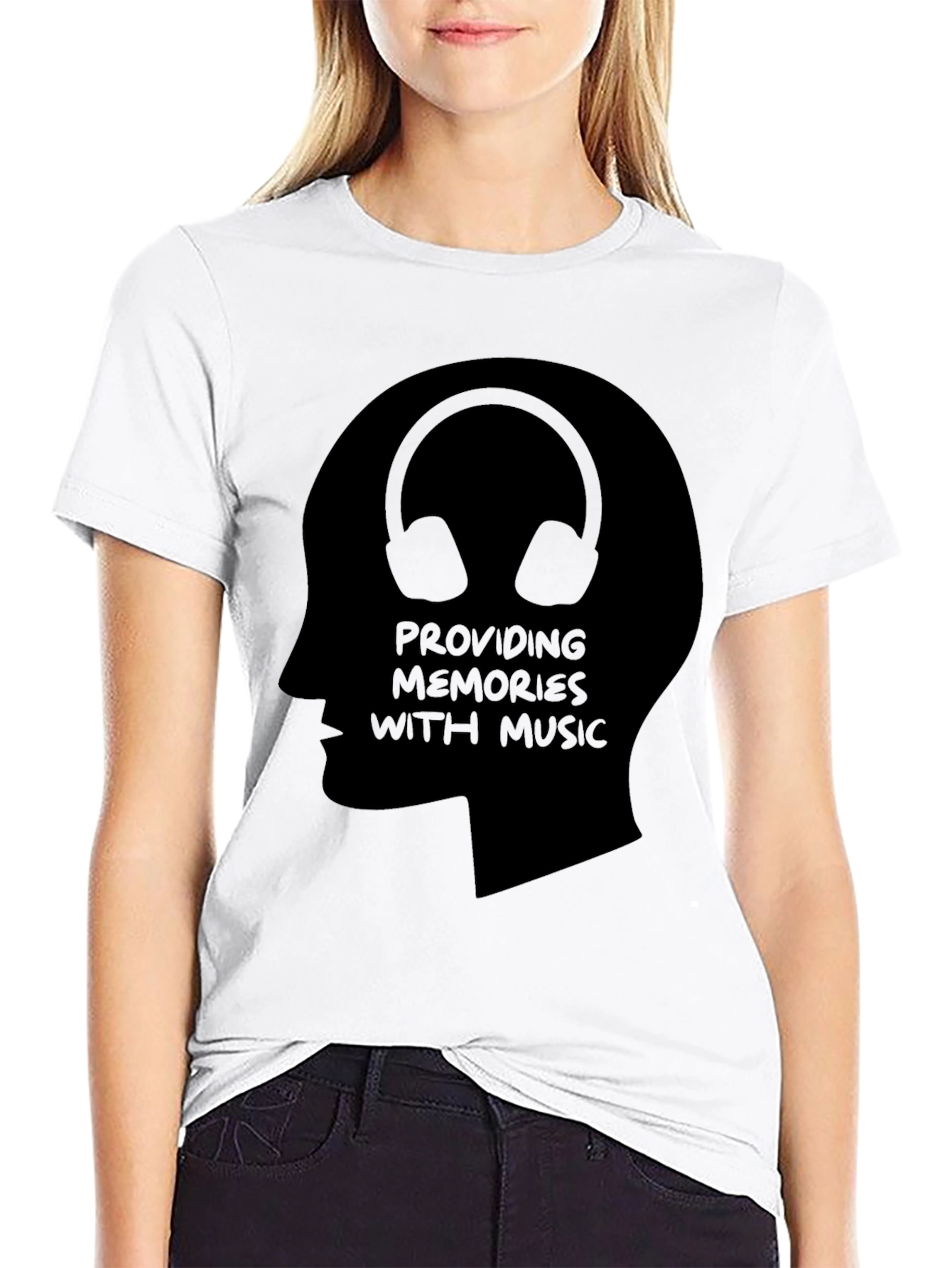 Black Music Memory T-Shirt - Unique Headphone Design view 9