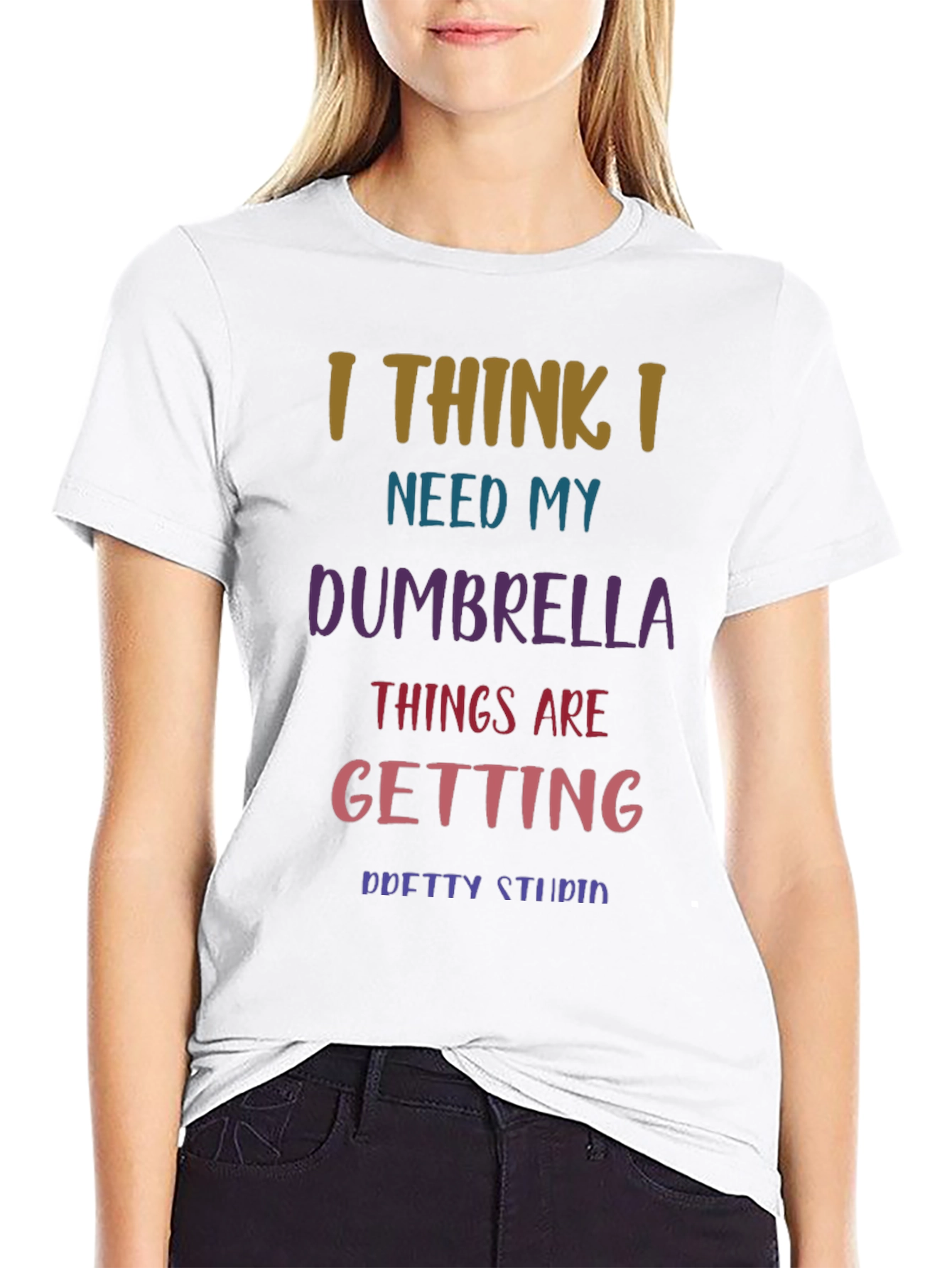 Black Humorous 'I Need My Dumbrella' T-Shirt view 9