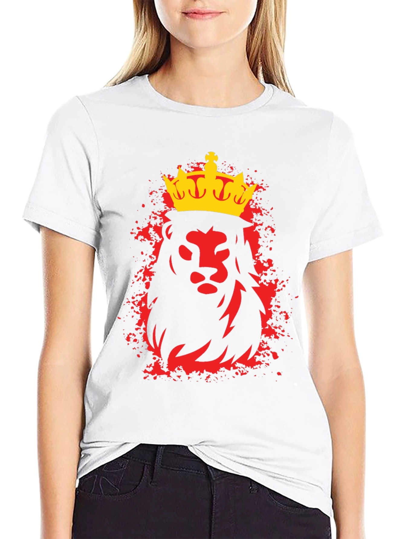 Black King Lion Graphic Tee - Black Crew Neck T-Shirt view 9