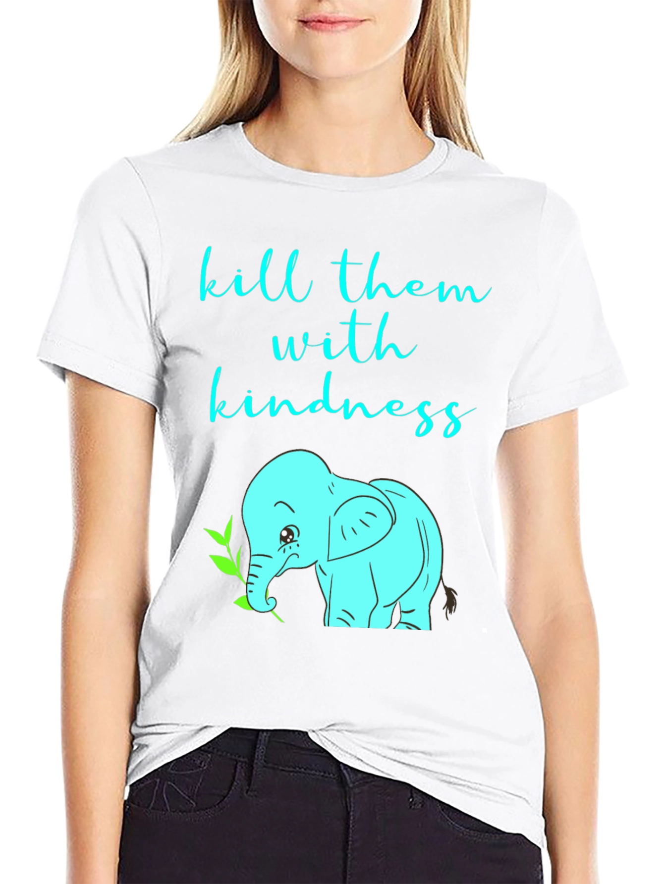 Black Kindness Elephant Graphic Tee - Unisex Soft Cotton T-Shirt view 9