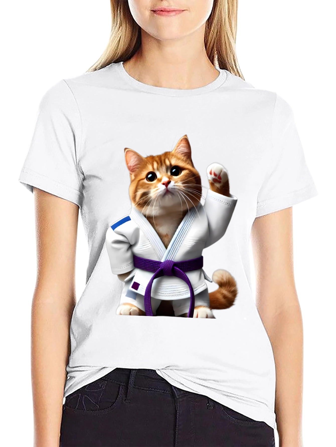 Black Jiu-Jitsu Cat T-Shirt - Martial Arts Kitten Tee view 9