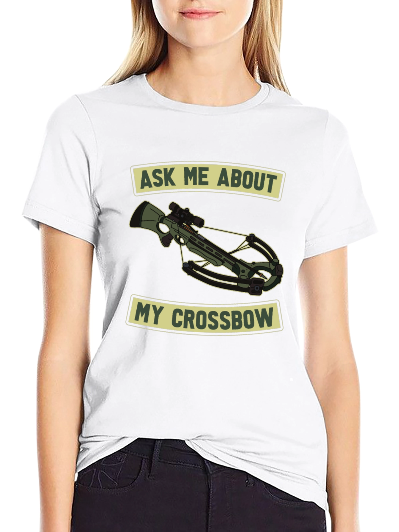 Black Ask Me About My Crossbow T-Shirt view 9