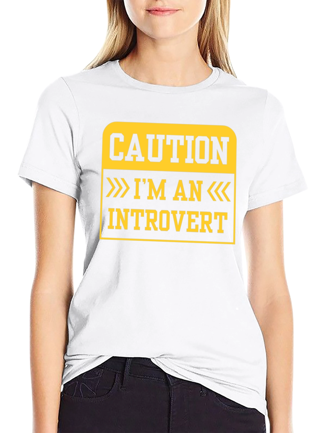Black Caution Introvert T-Shirt - Funny Statement Tee view 9