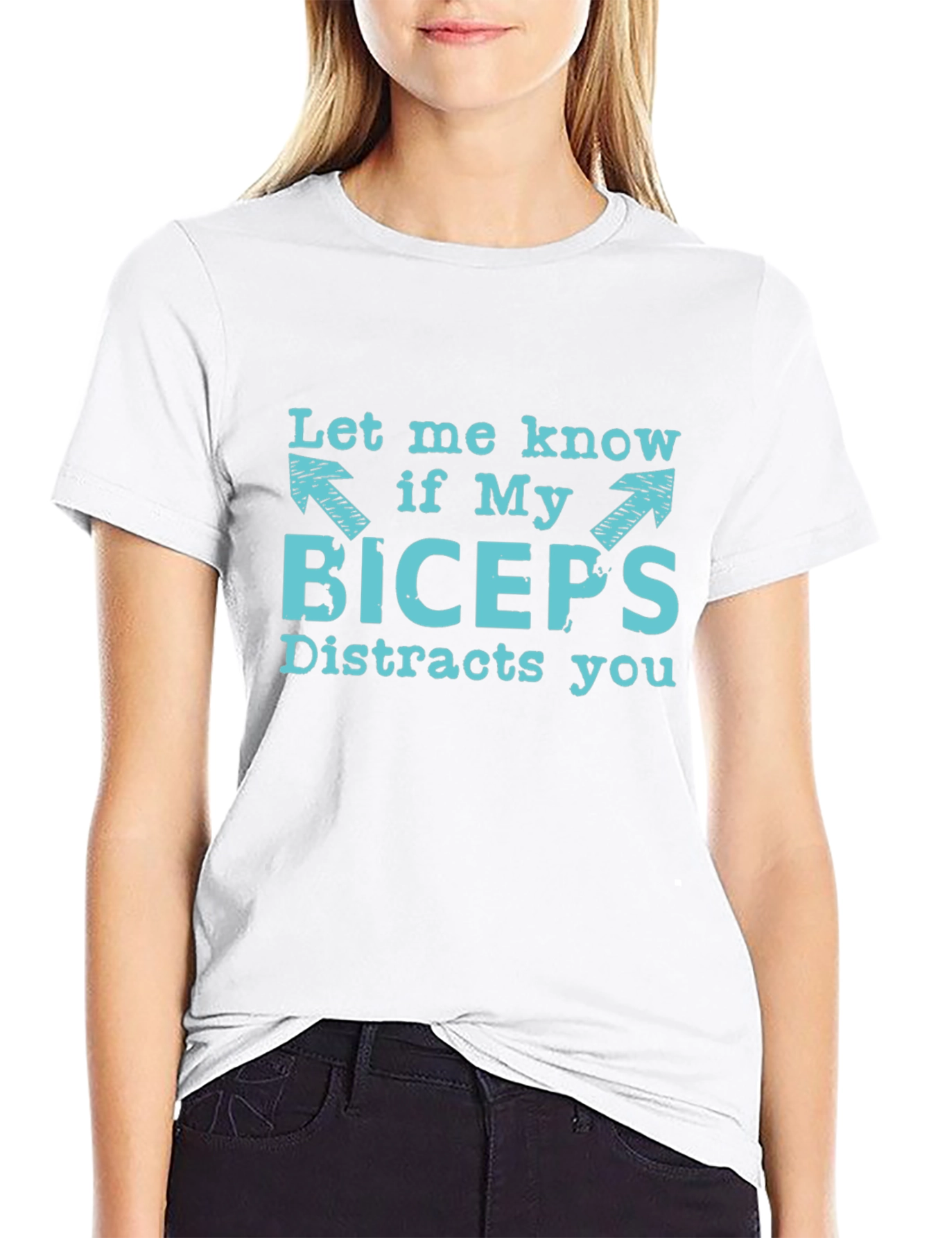 Black Funny Biceps Distraction T-Shirt - Let Me Know view 9