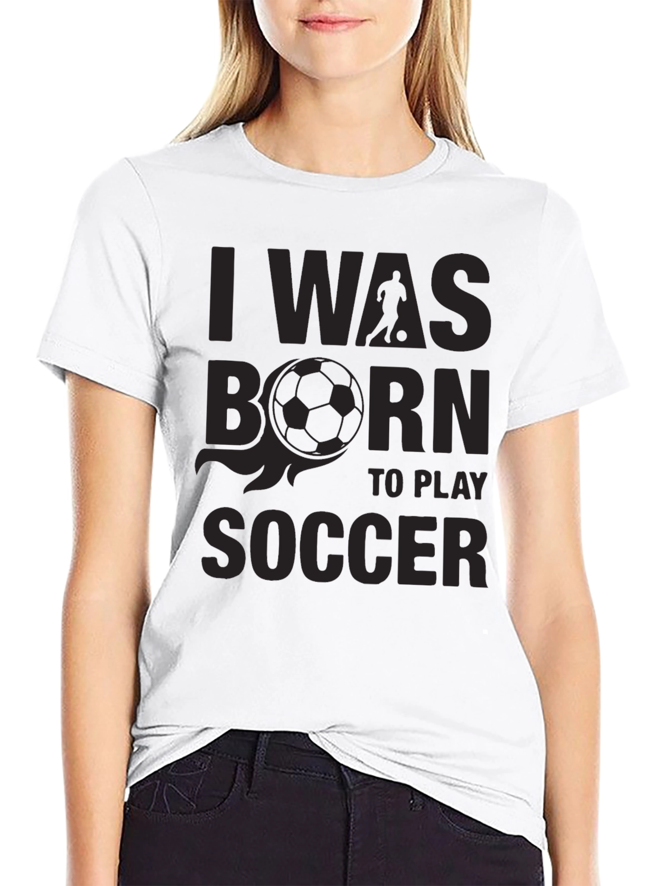 Black Soccer Player T-Shirt - Born To Play view 9