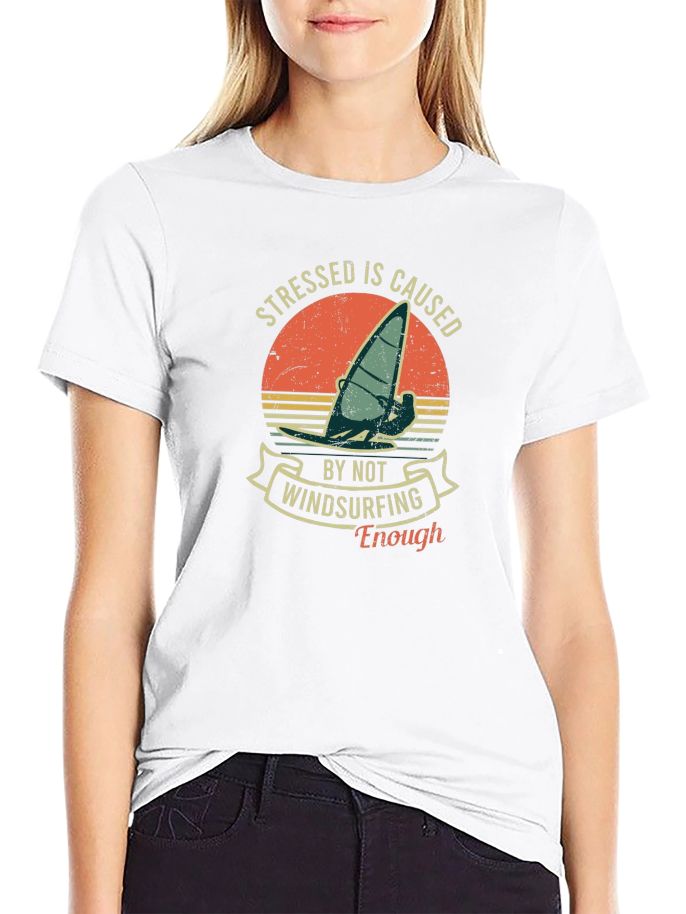 Black Windsurfing T-Shirt: Stressed Is Caused By Not Windsurfing Enough view 9