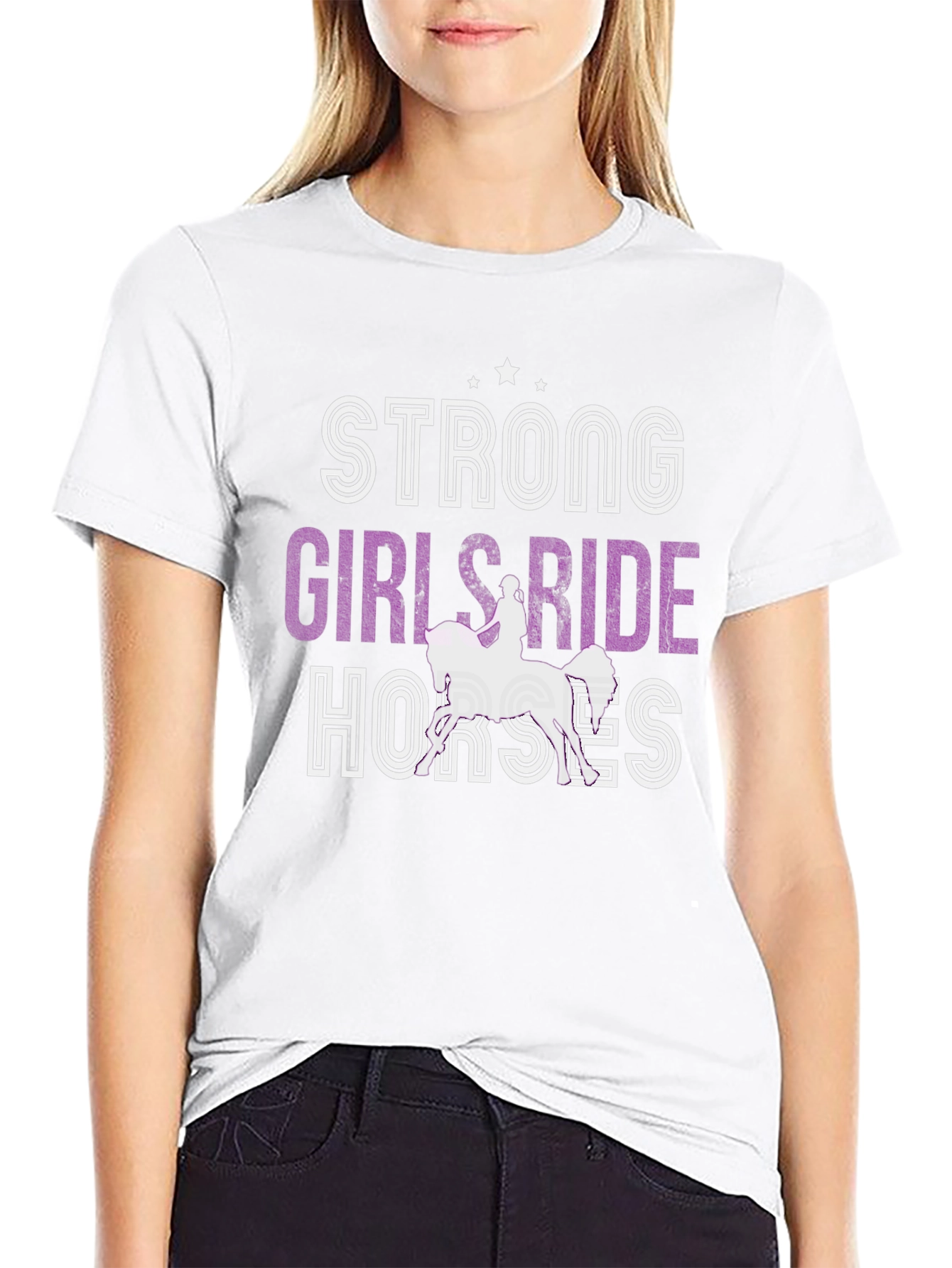 Black Strong Girls Ride Horses Graphic Tee view 9