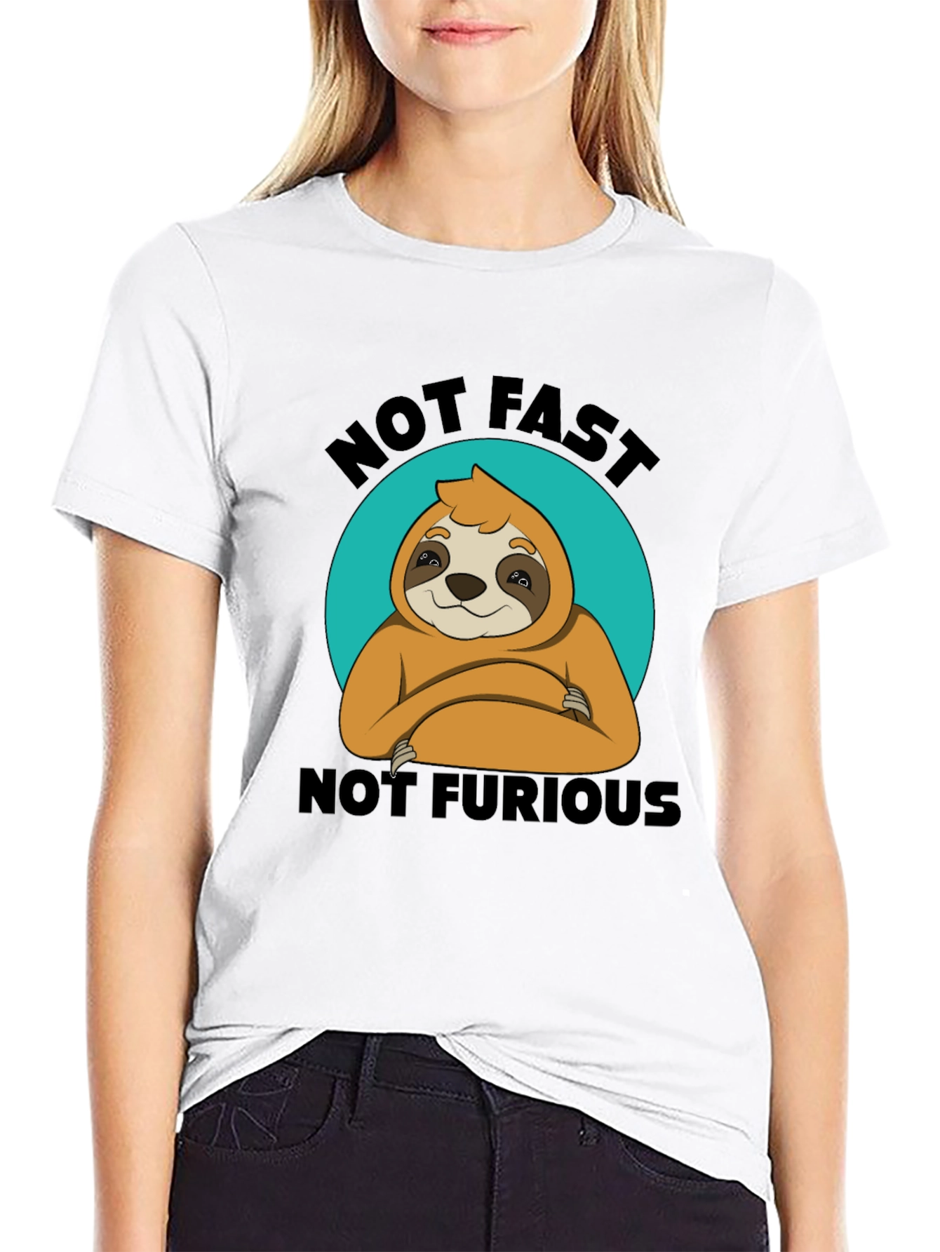 Black Not Fast Not Furious Sloth T-Shirt Funny view 9