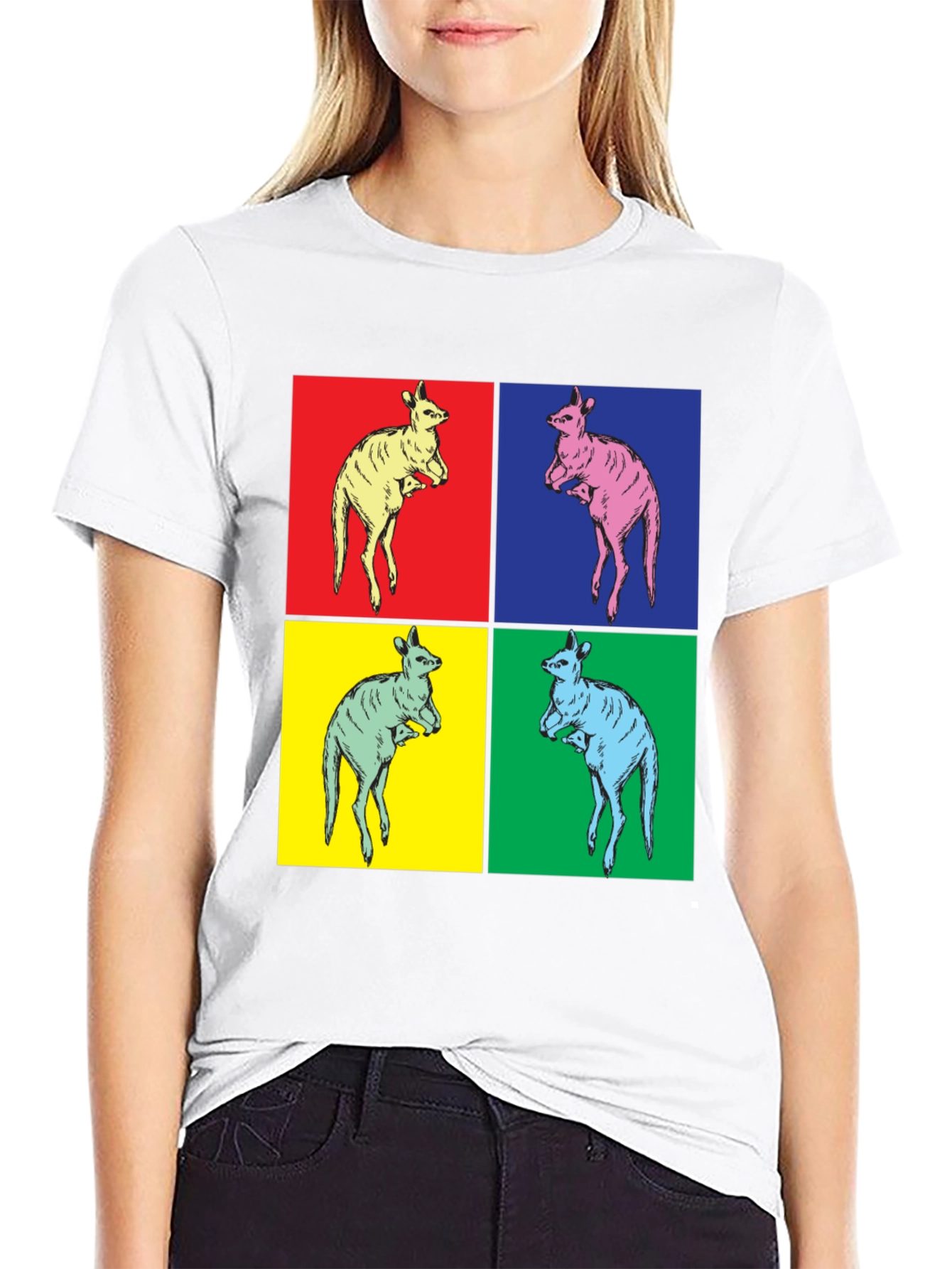 Black Kangaroo Pop Art Black T-Shirt view 9