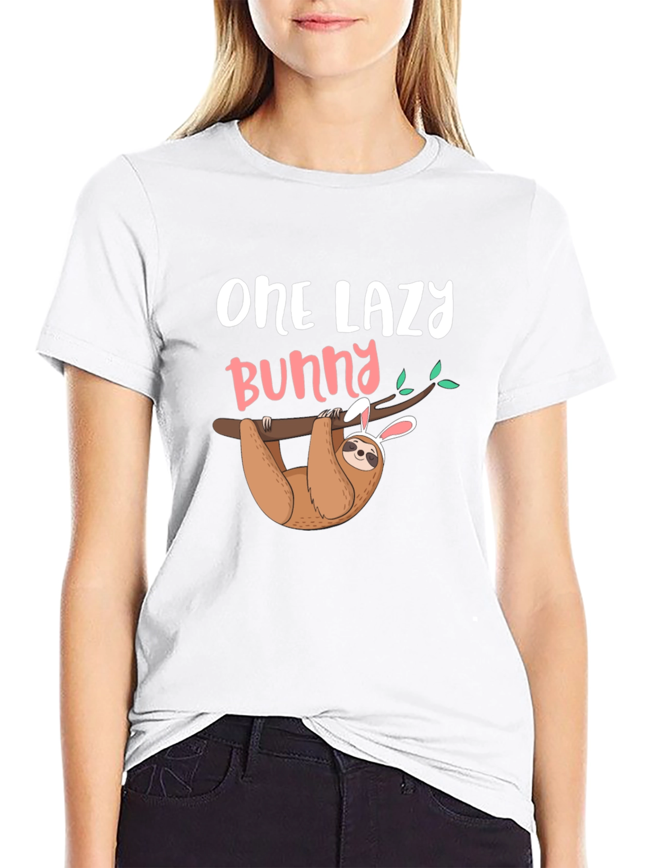 Black One Lazy Bunny Sloth Graphic Tee view 9