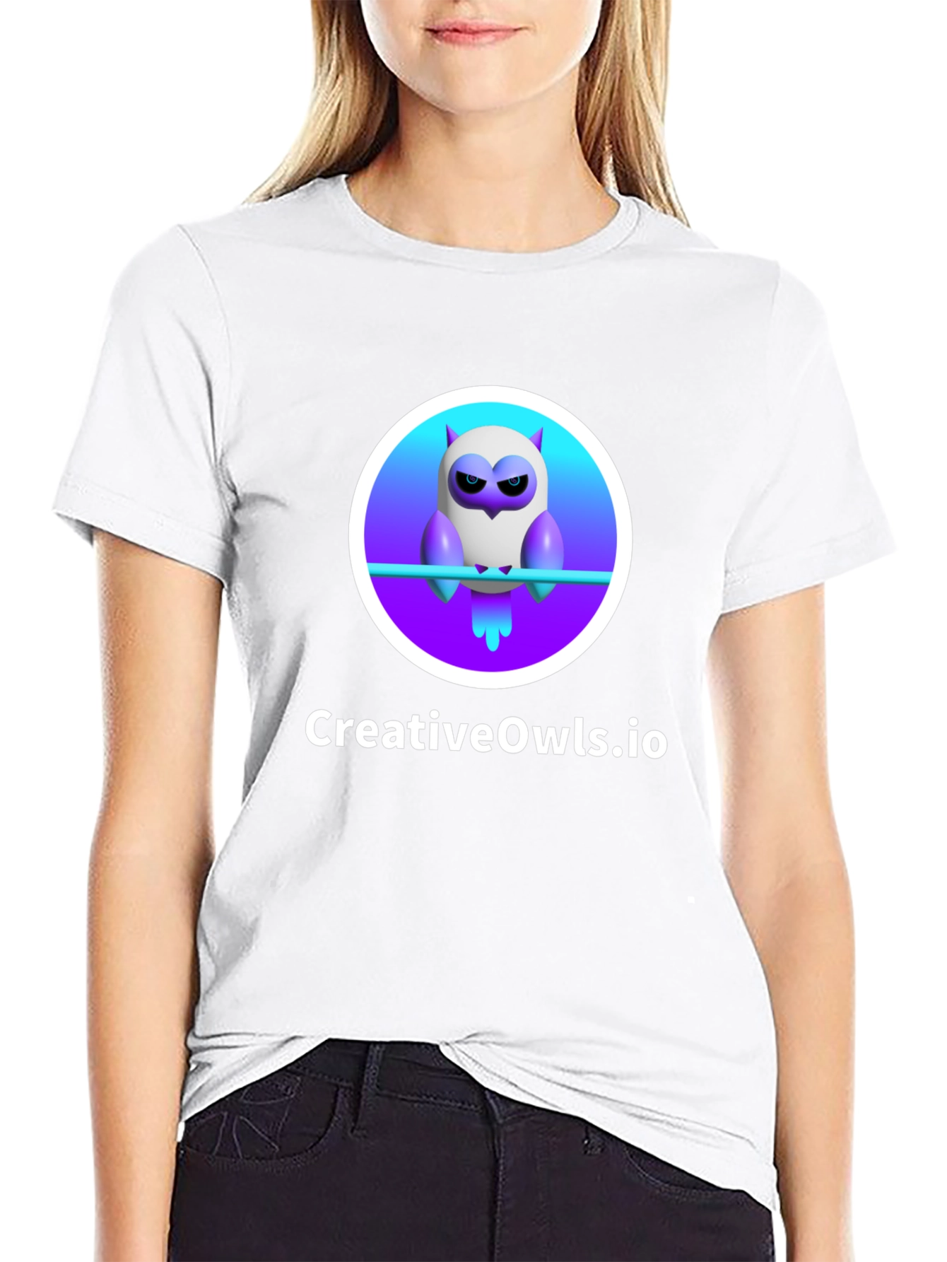 Black CreativeOwls.io T-Shirt view 9