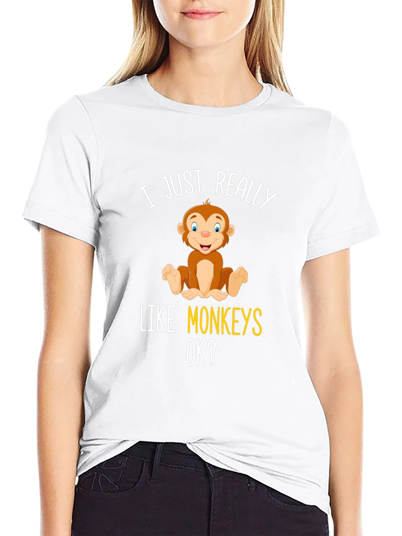 Black I Just Really Like Monkeys T-Shirt view 9