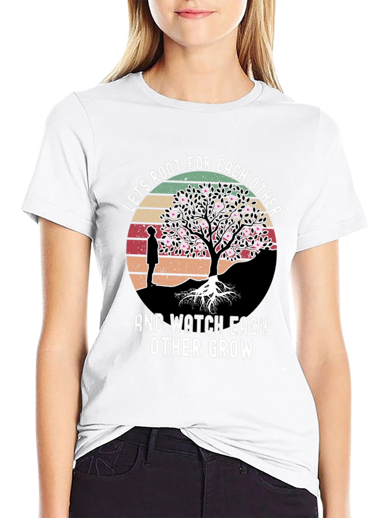 Black Lets Root For Each Other Graphic Tee view 9