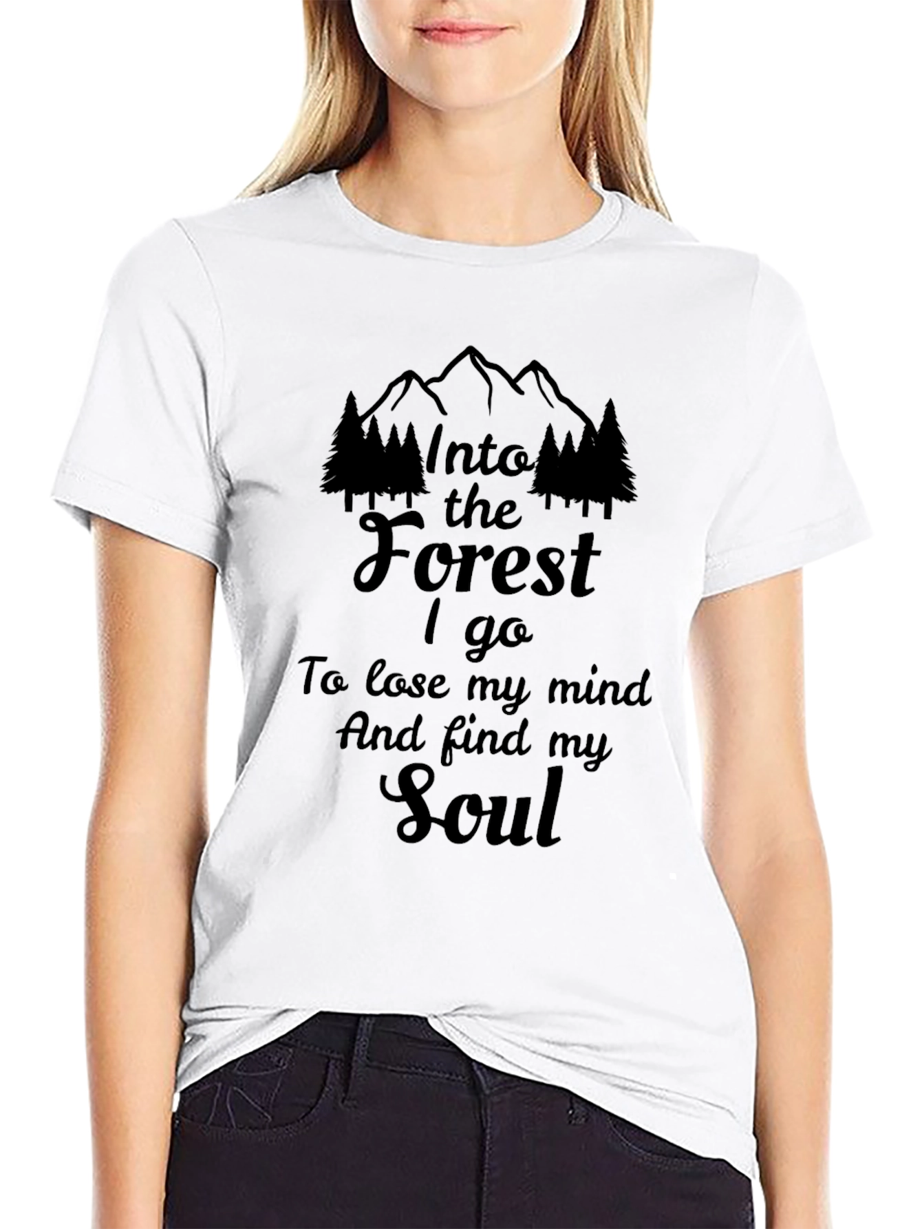 Black Into the Forest Graphic T-Shirt view 9