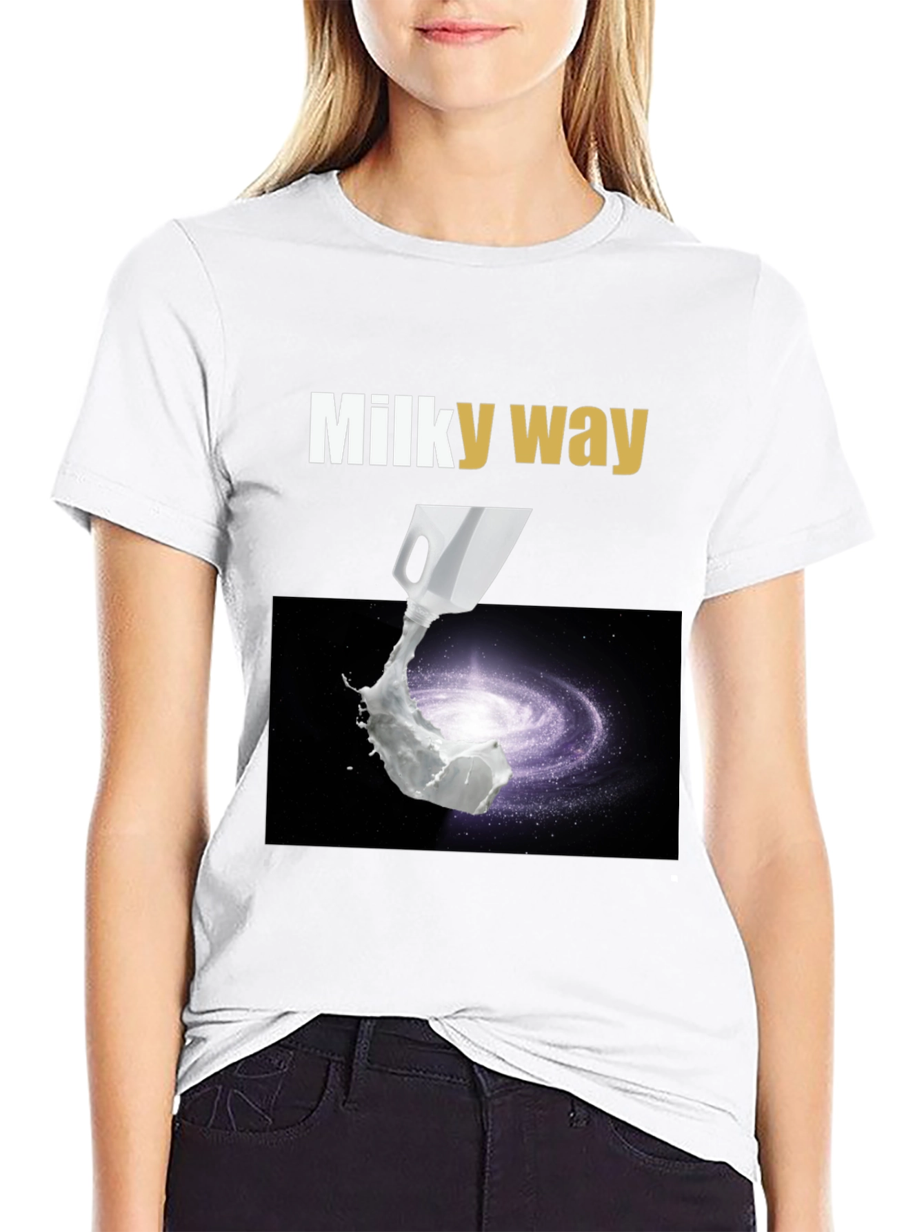 Black Milky Way Graphic T-Shirt - Space & Humor view 9