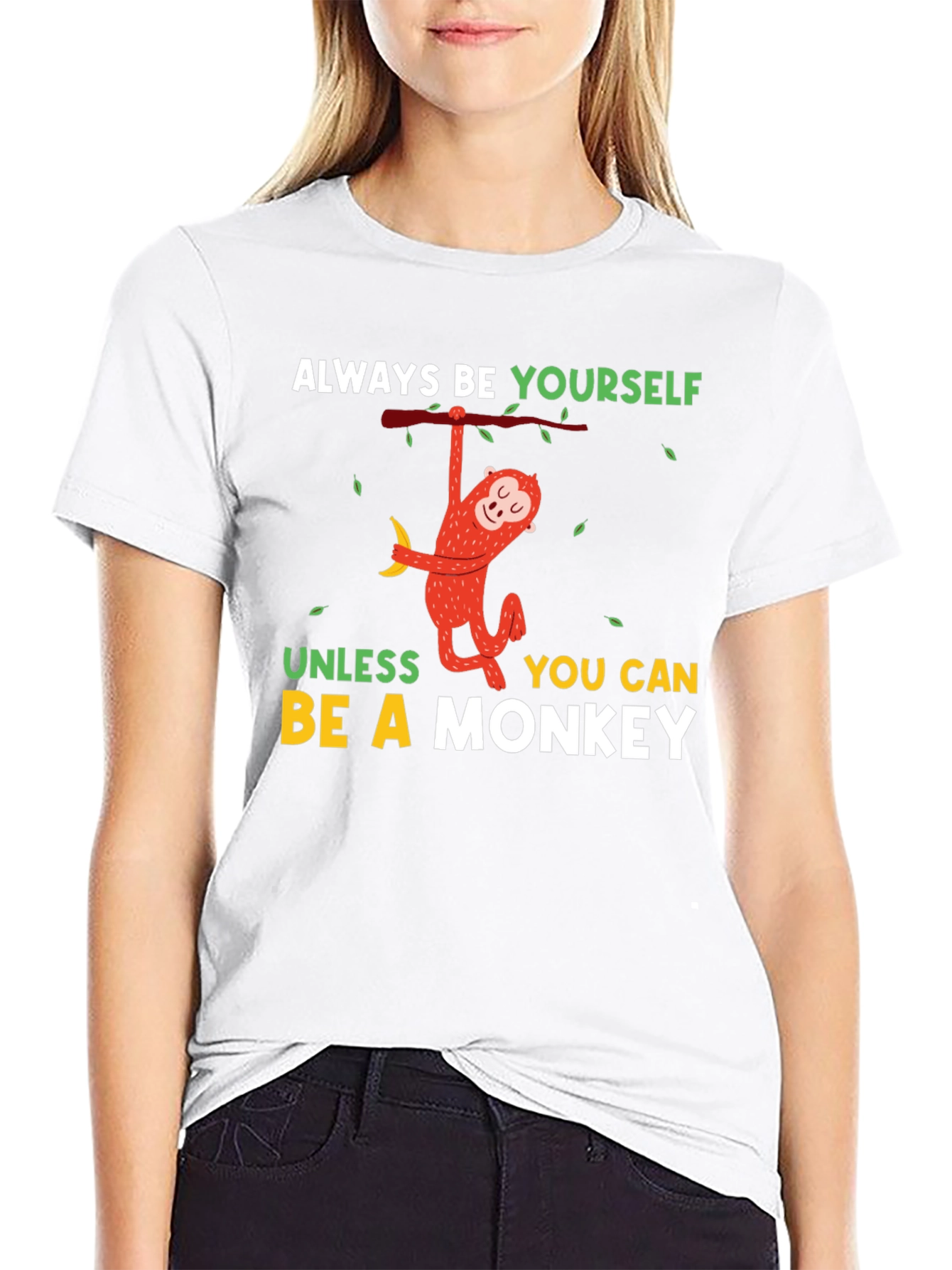 Black Funny Monkey T-Shirt - Always Be Yourself Graphic Tee view 9