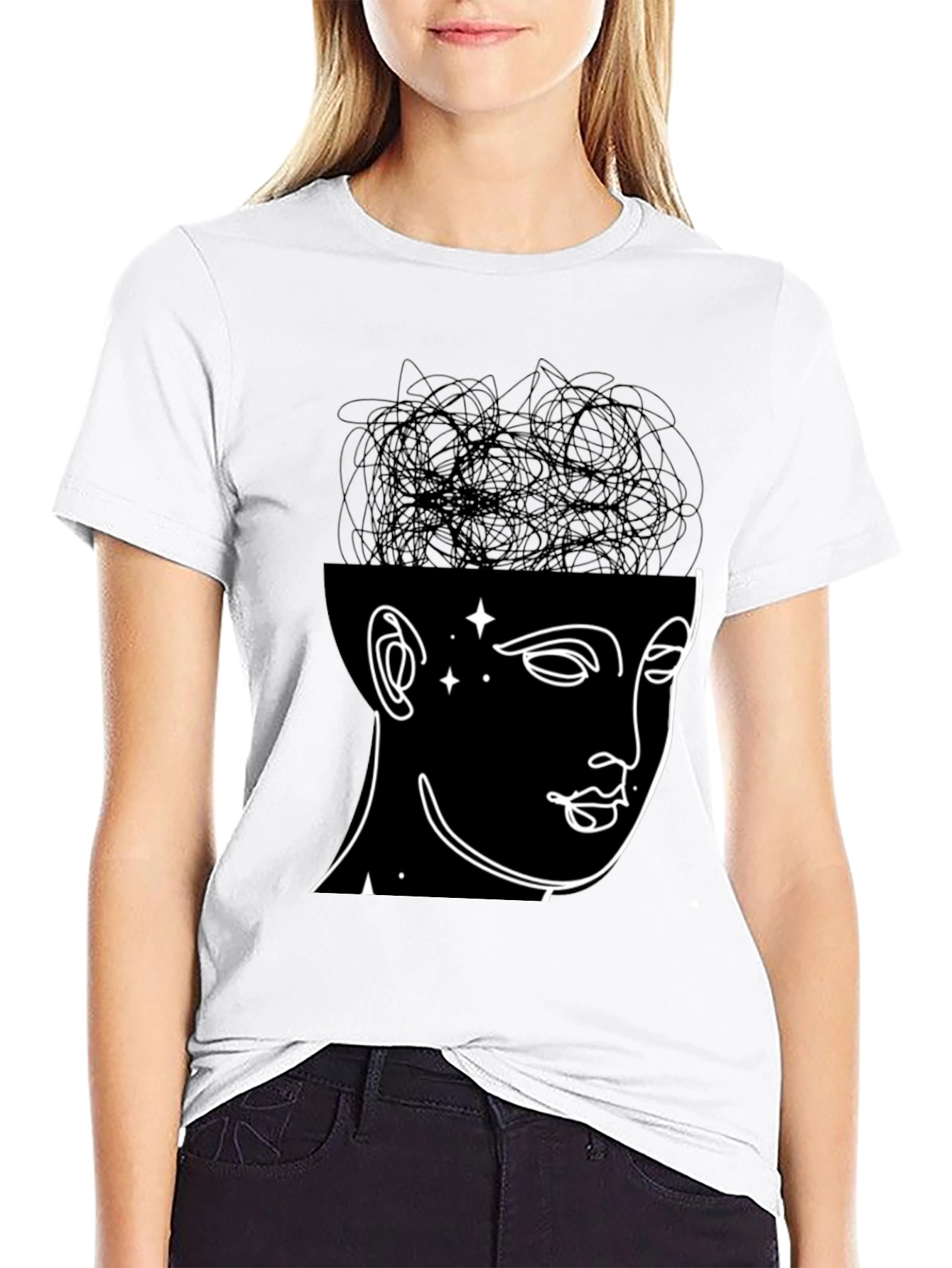Black Abstract Mind T-Shirt - Modern Graphic Tee view 9