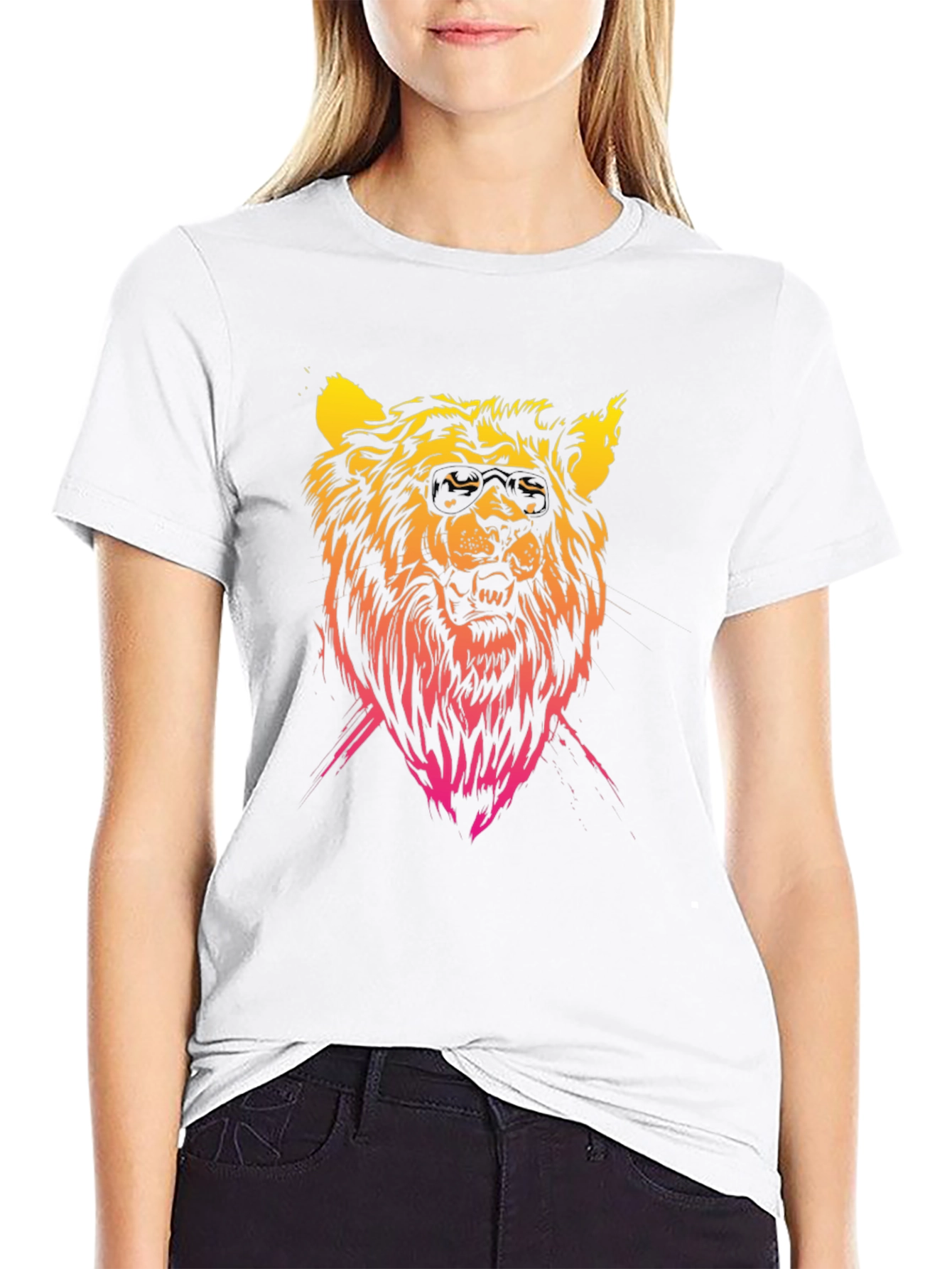 Black Lion Graphic Tee - Black Cotton T-Shirt view 9