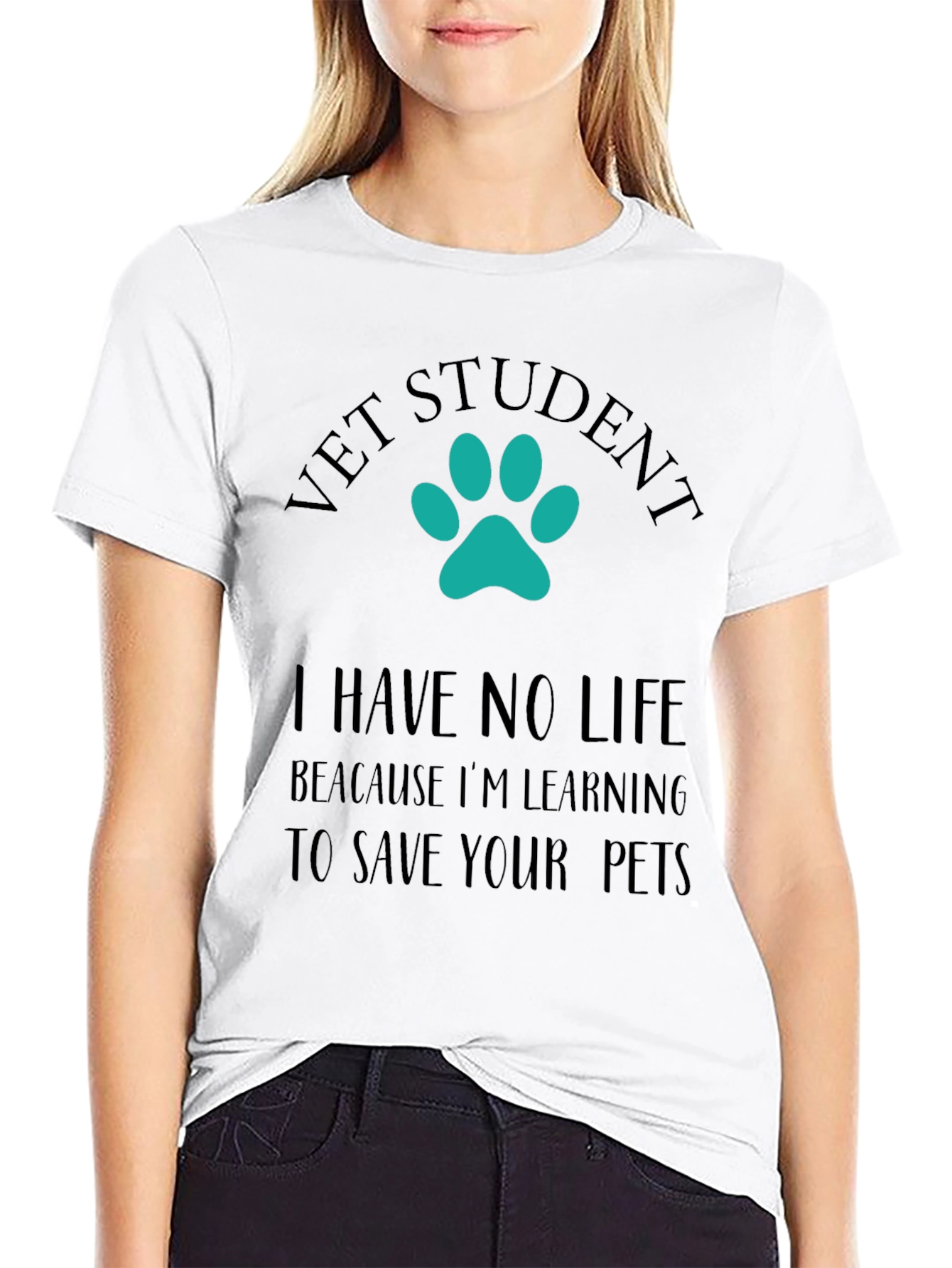 Black Vet Student Paw Print Graphic Tee - Black view 9