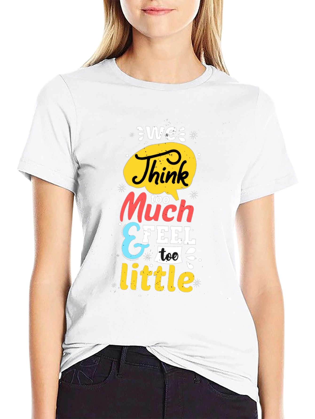 Black We Think Too Much Graphic Tee - Black view 9