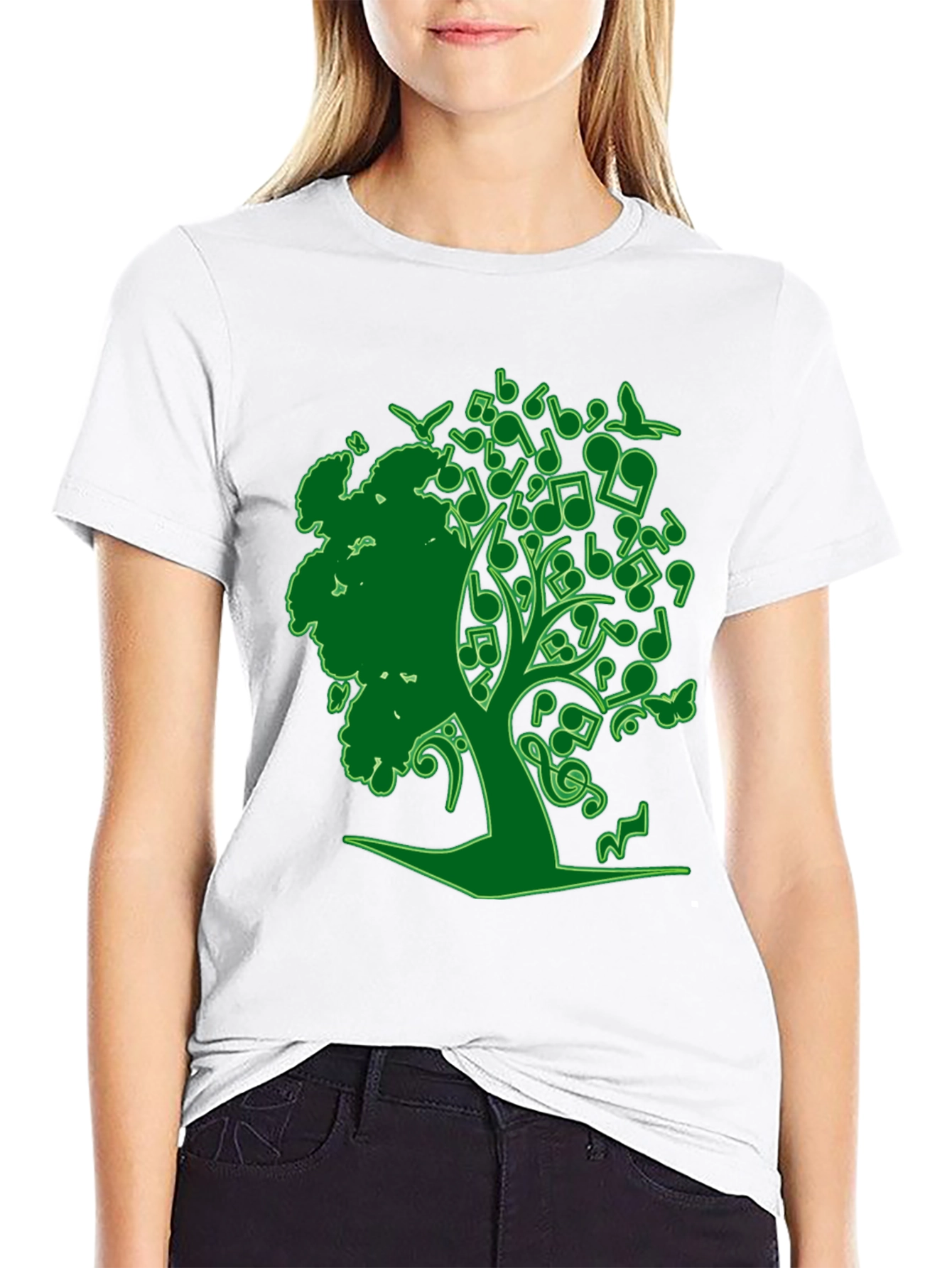 Black Musical Tree Graphic Tee - Nature Inspired Design view 9