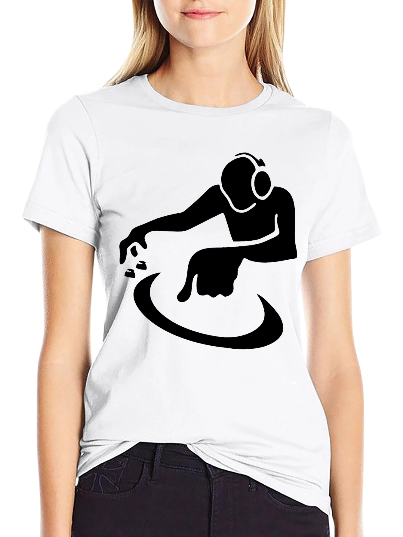 Black DJ Graphic T-Shirt - Black Cotton Blend view 9