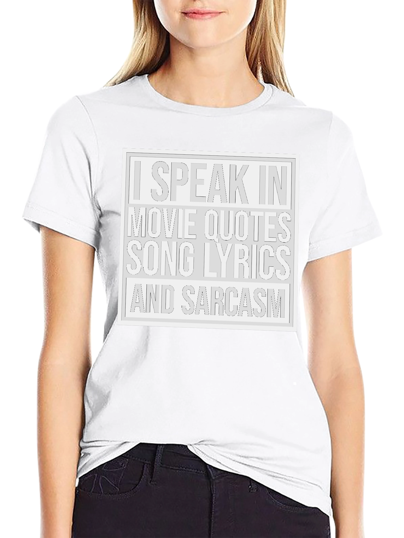 Black Movie Quotes Song Lyrics Sarcasm T-Shirt view 9