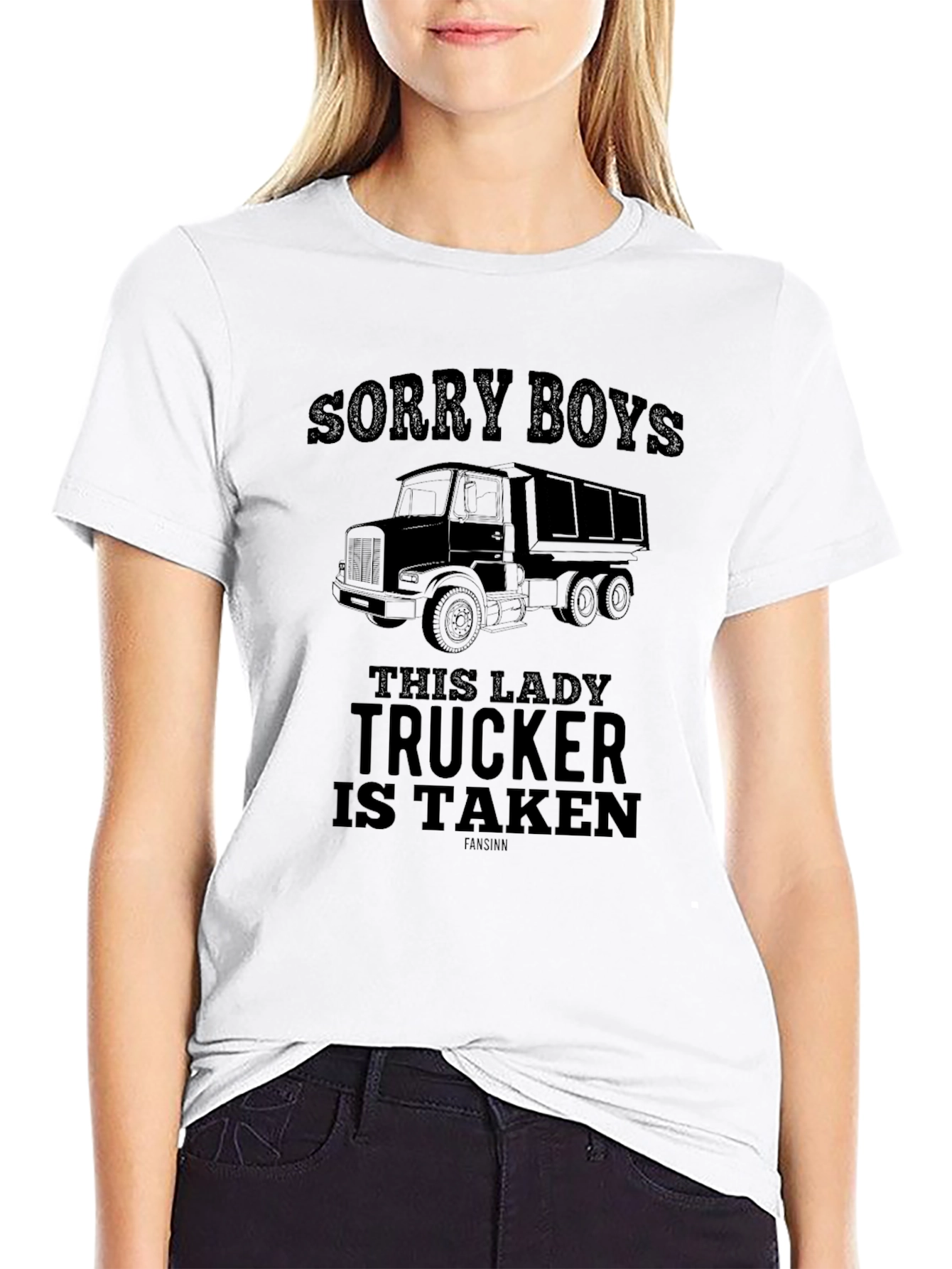 Black Sorry Boys, This Lady Trucker is Taken T-Shirt view 9