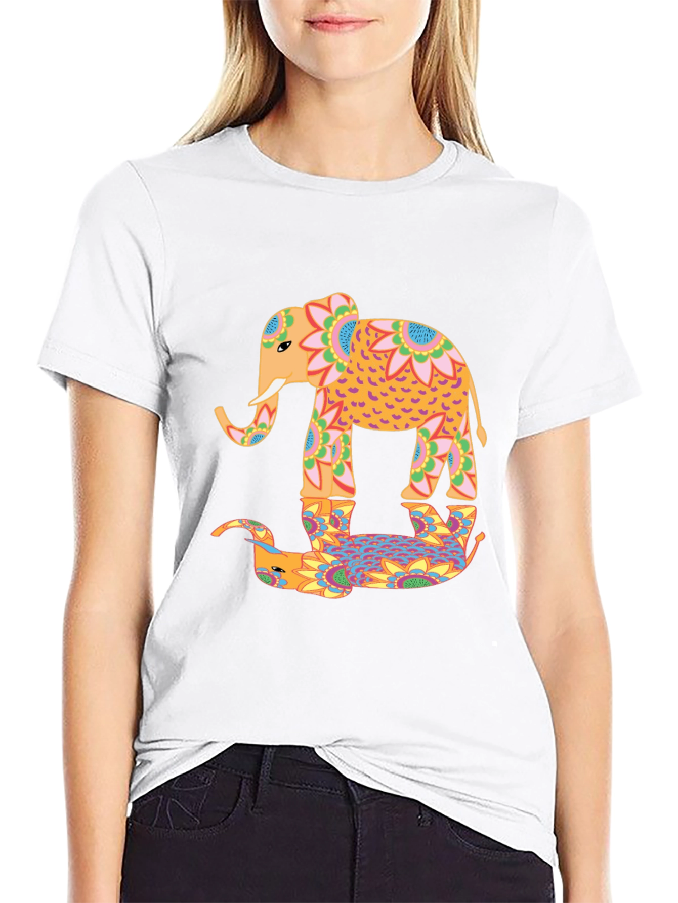Black Elephant Reflection Graphic Tee - Unique Design view 9