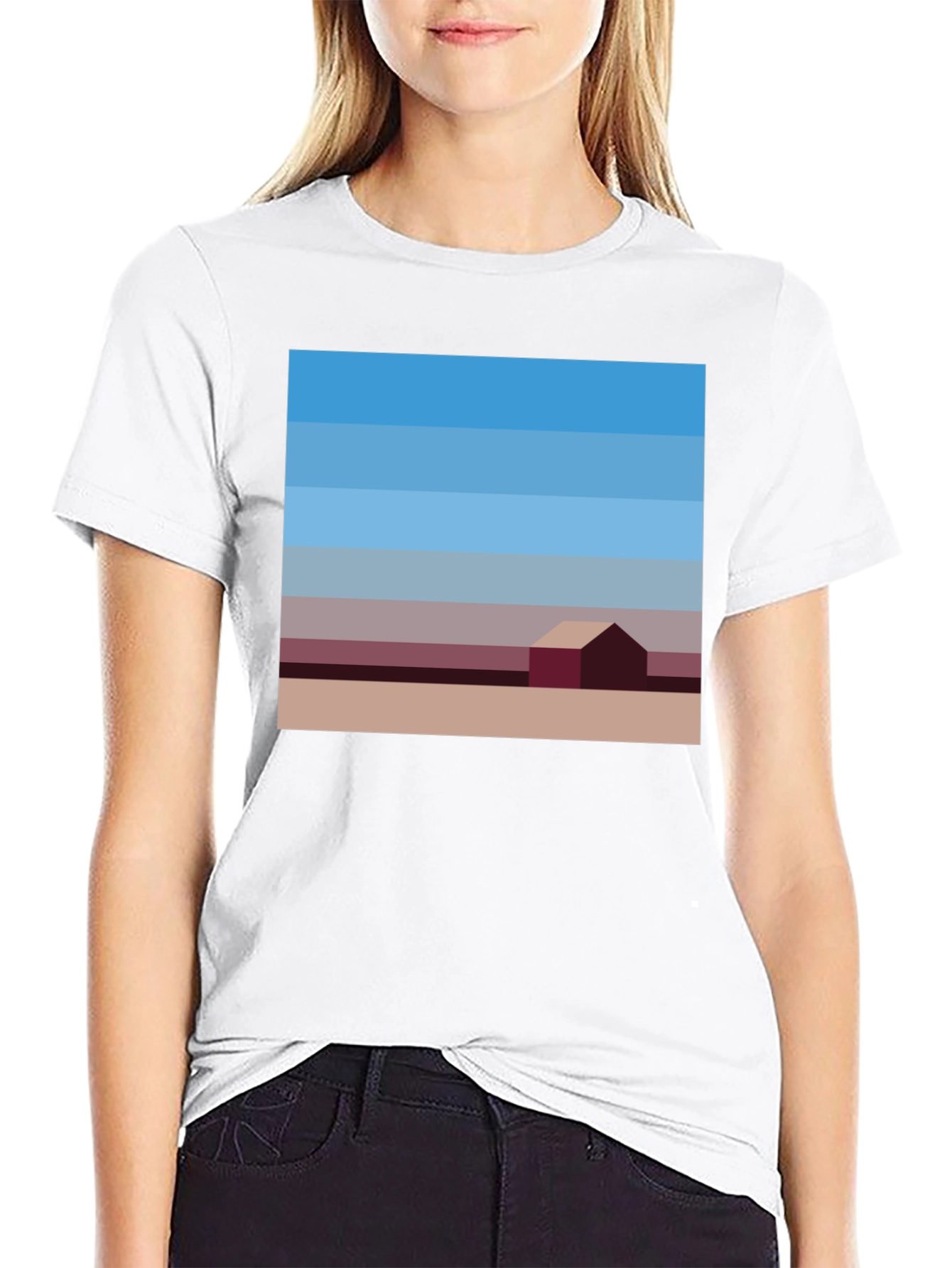 Black Abstract Landscape Graphic Tee - Modern Art Shirt view 9