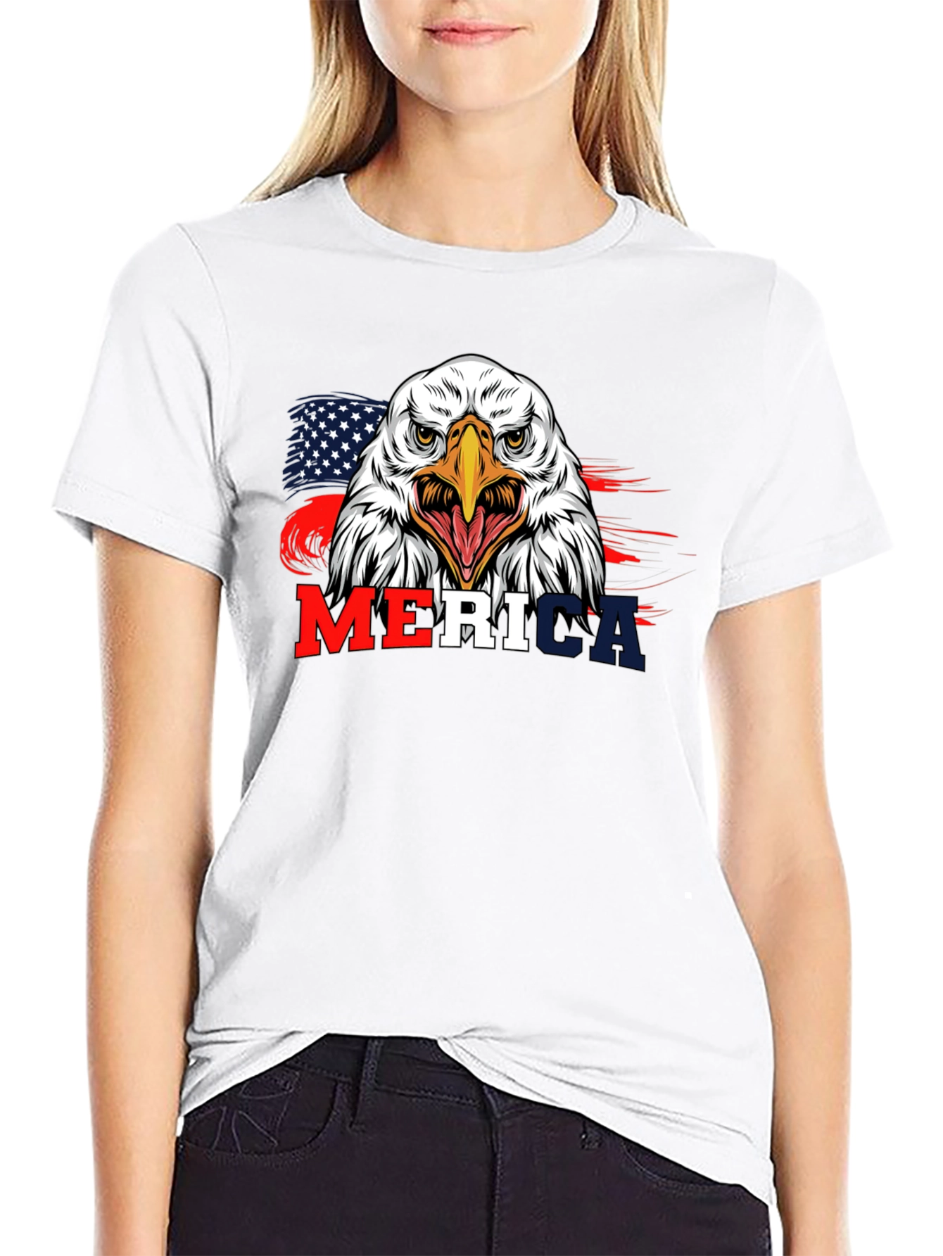 Black Patriotic Eagle 'Merica Graphic T-Shirt view 9