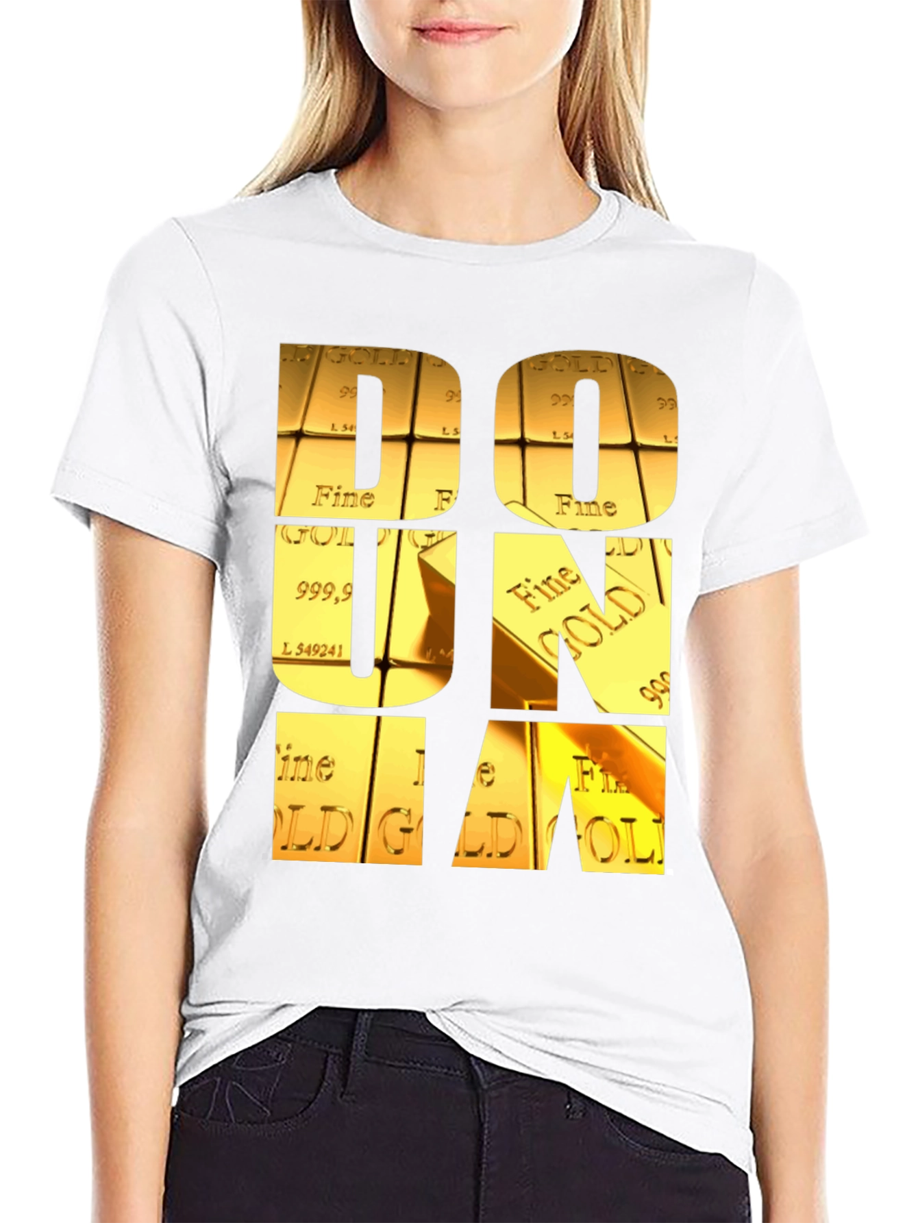 Black Gold Bar Letter Graphic Tee view 9
