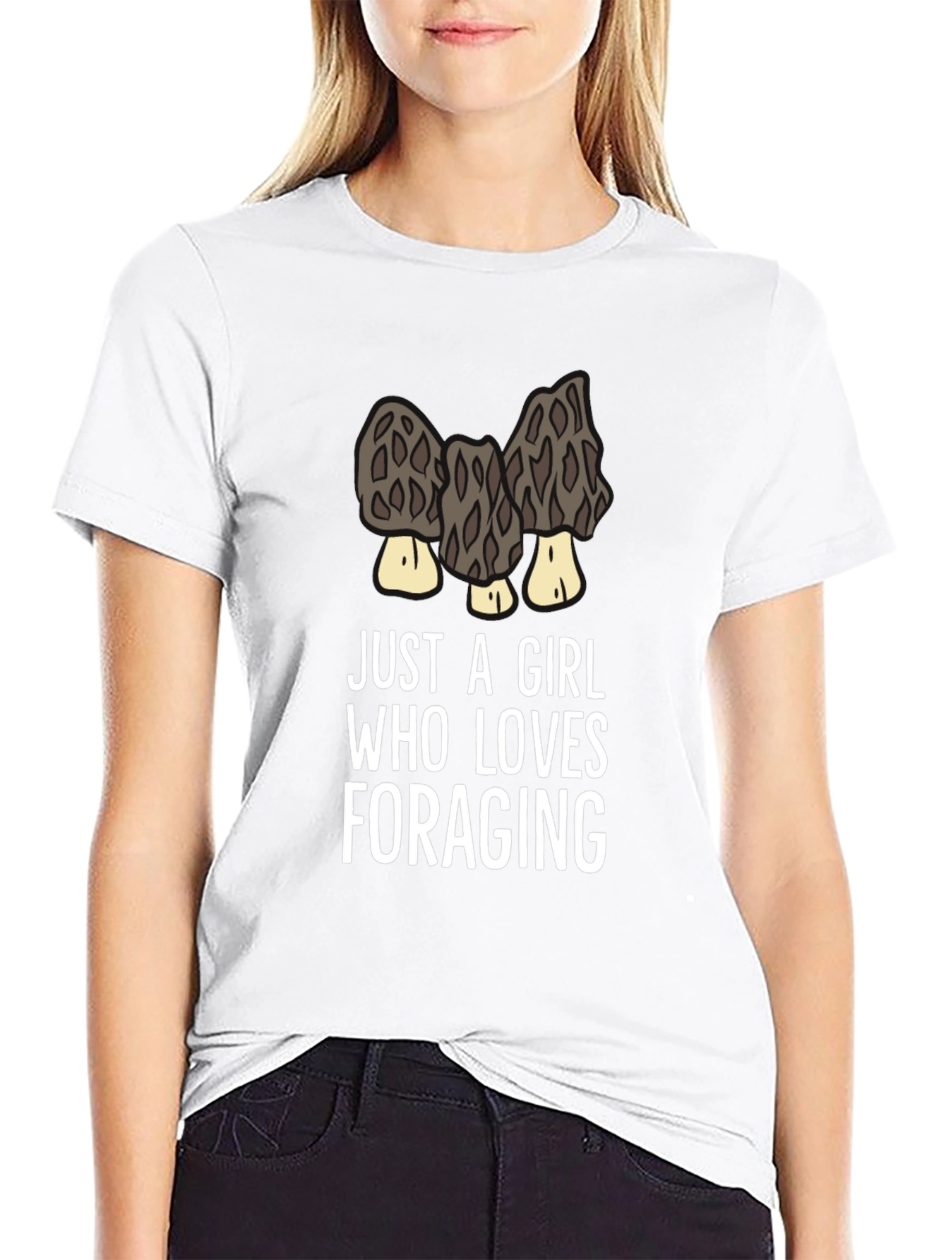 Black Morel Mushroom Foraging Girl's T-Shirt view 9