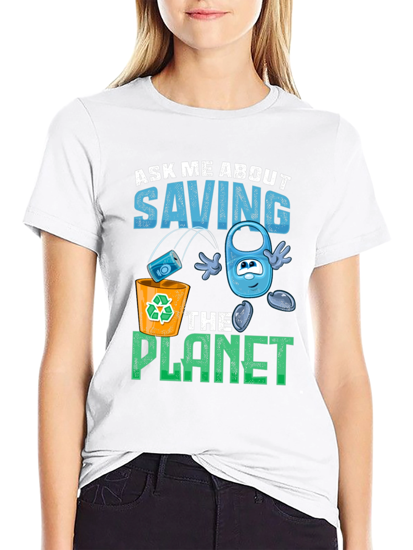 Black Eco-Friendly "Save the Planet" Graphic T-Shirt view 9