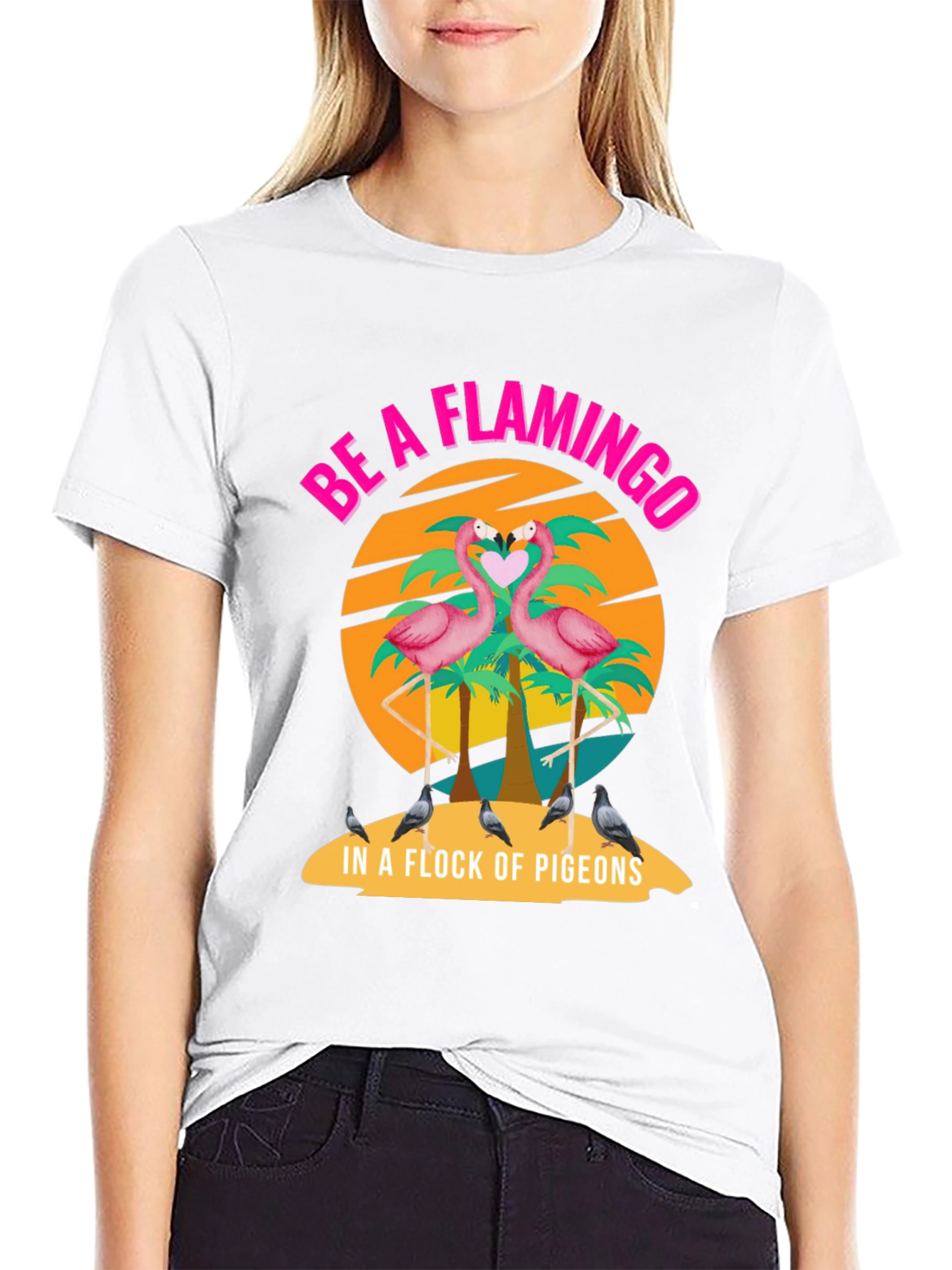 Black Be a Flamingo T-Shirt view 9