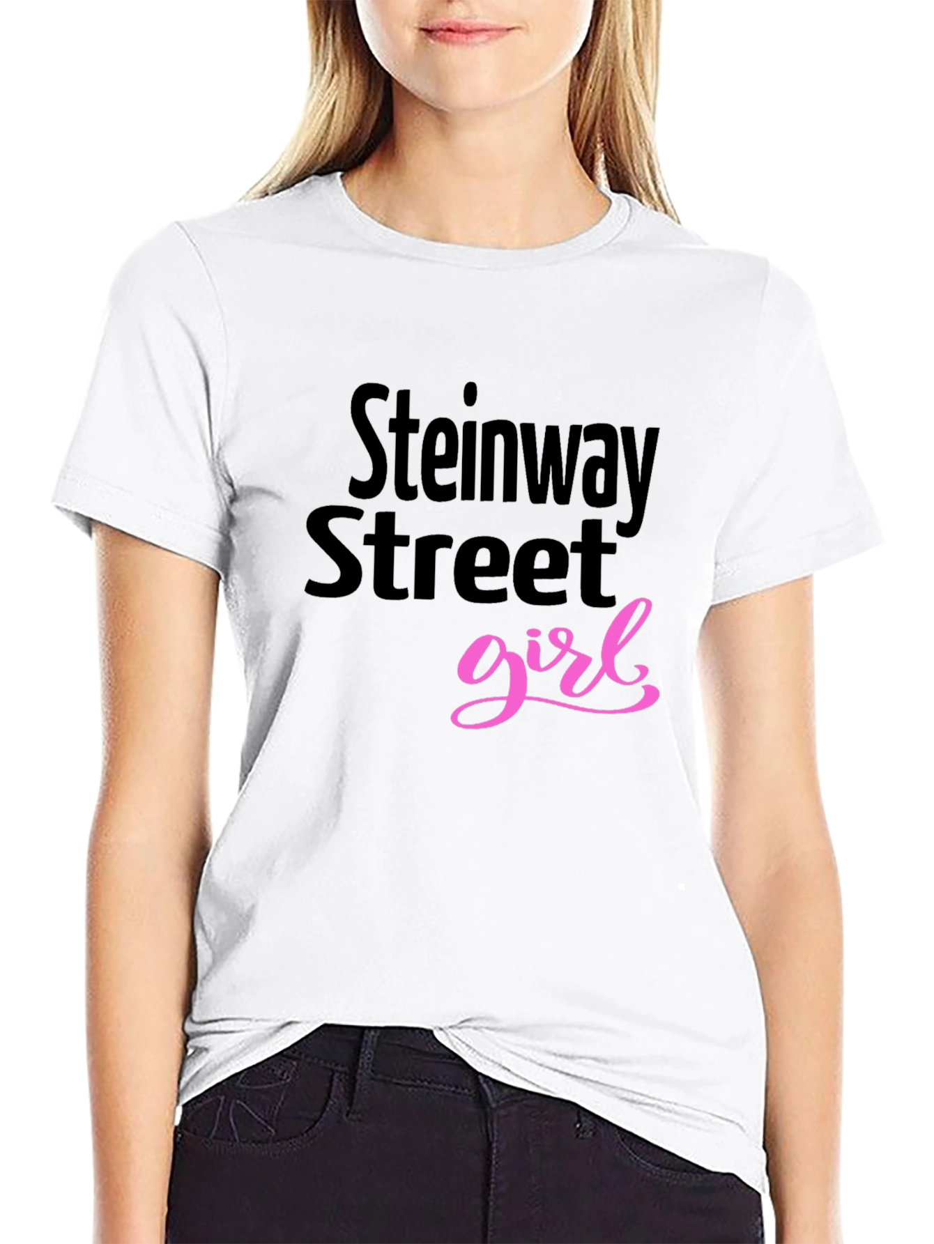 Black Steinway Street Girl Black Graphic Tee view 9