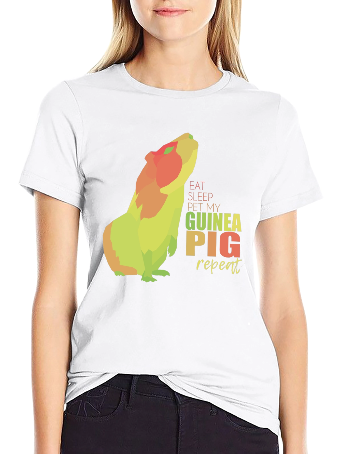 Black Eat Sleep Pet My Guinea Pig Repeat T-Shirt view 9