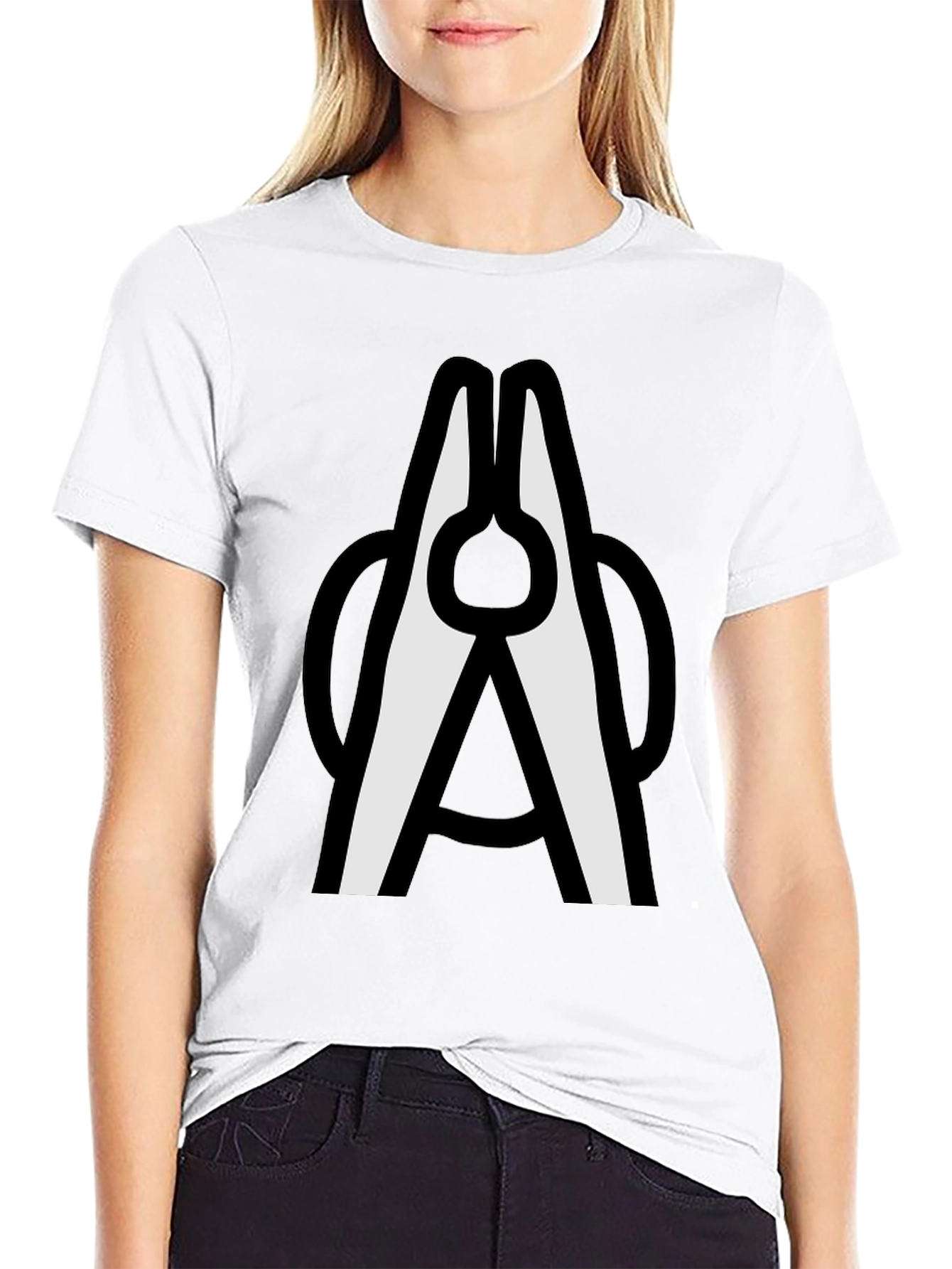 Black Clothespin Graphic T-Shirt - Modern Crew Neck Tee view 9