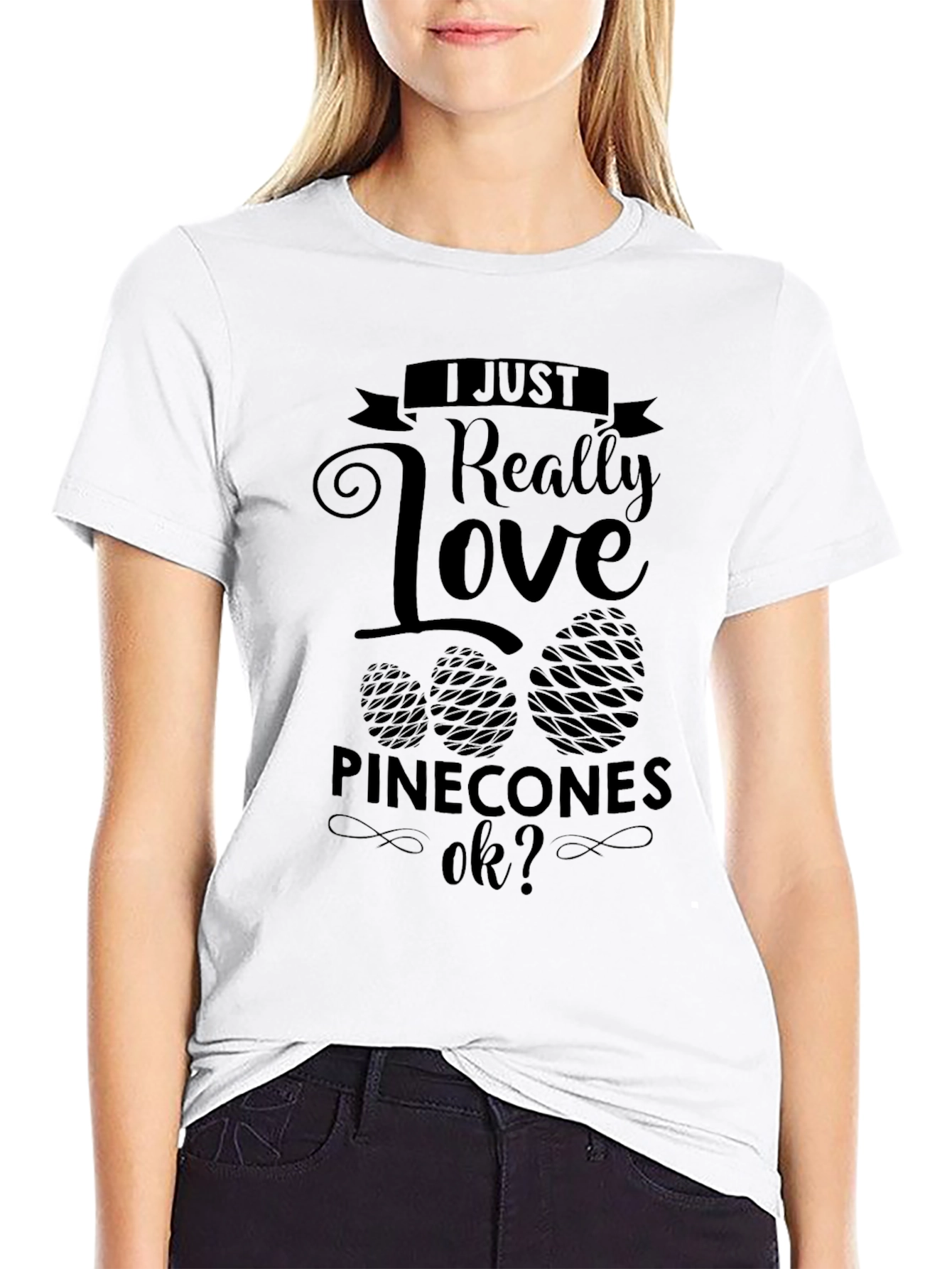 Black I Love Pinecones Black T-Shirt view 9