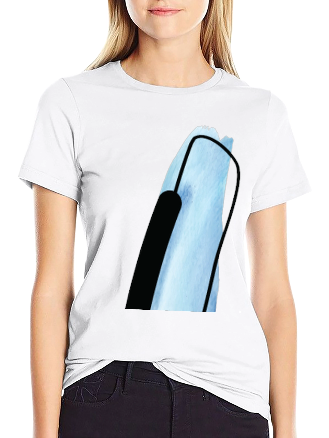 Black Modern Black T-Shirt with Abstract Graphic Print view 9