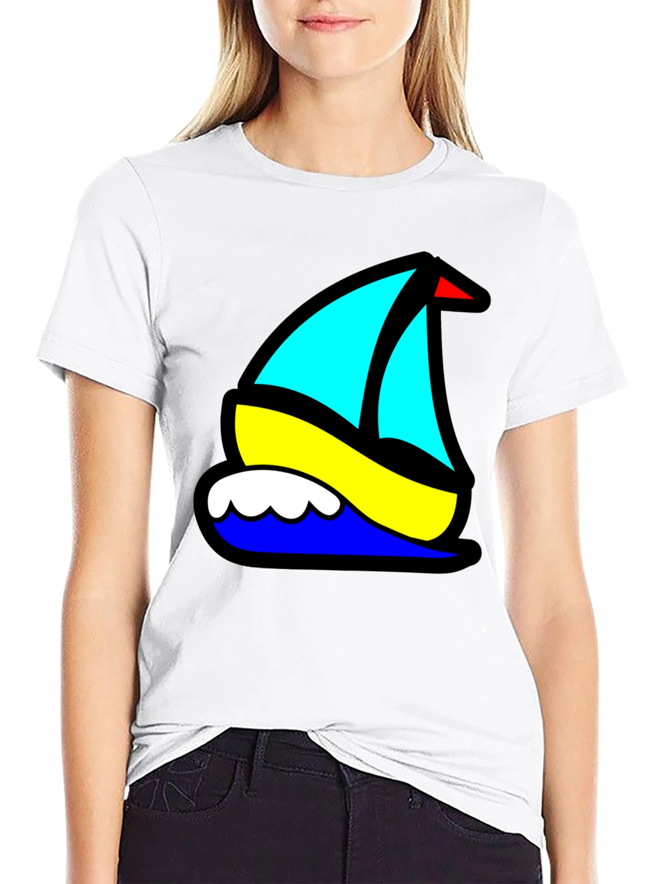 Black Nautical Sailboat Graphic Tee - Black Cotton Blend view 9