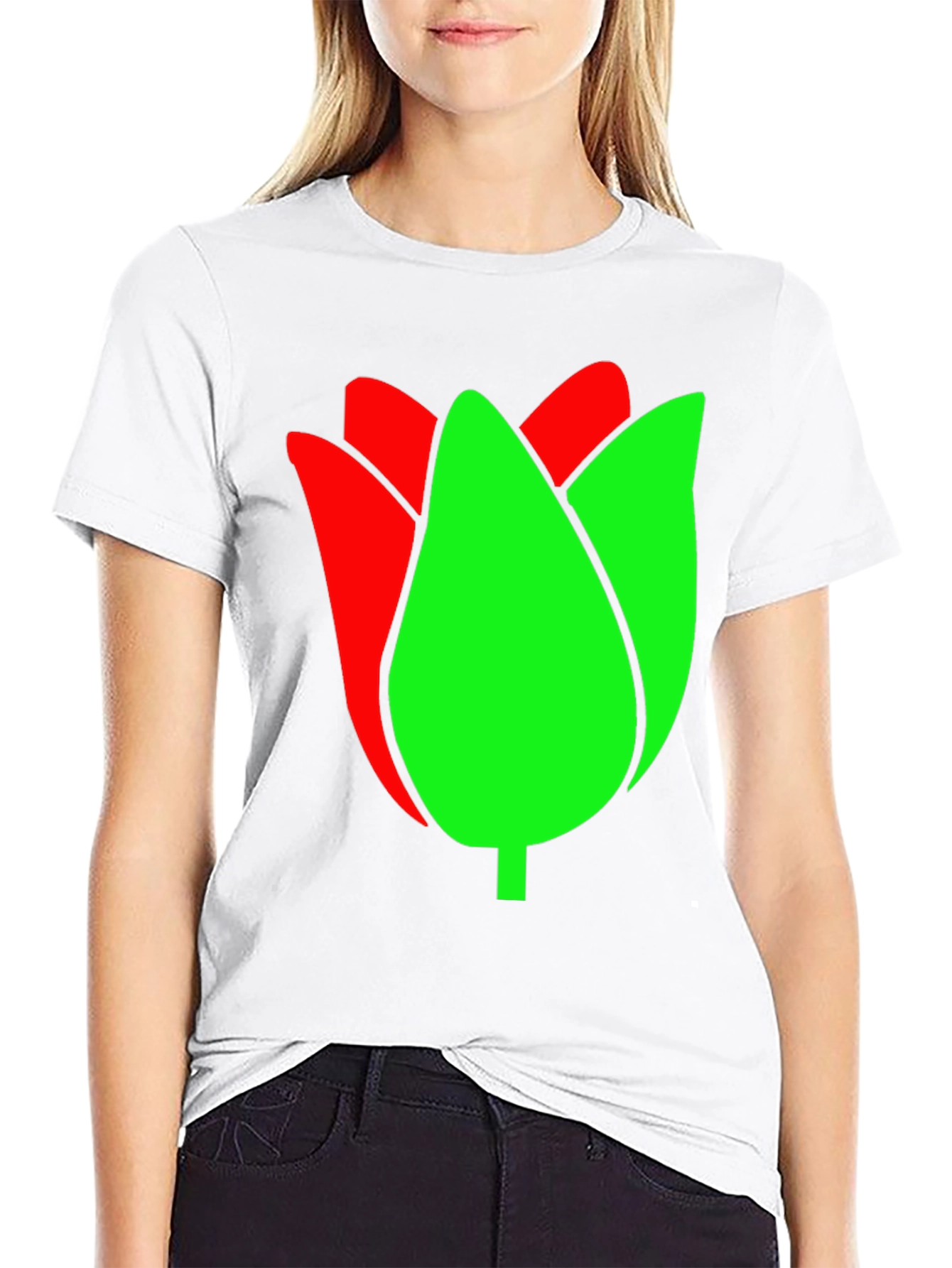 Black Tulip Graphic Tee - Black Cotton Blend view 9